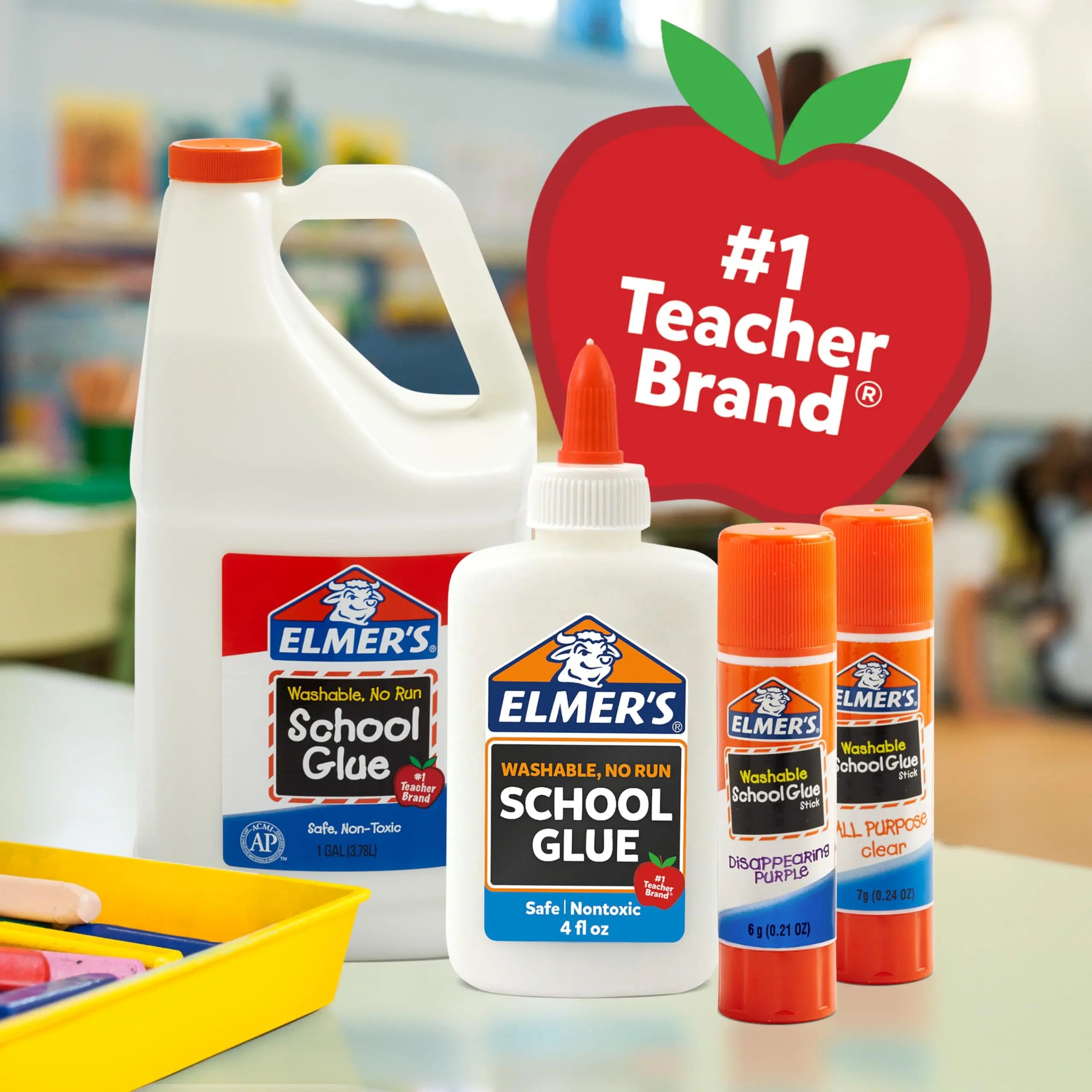 Elmer's Liquid Glitter Glue Assorted 6oz I Blue Pink Purple, 1 Teacher Brand