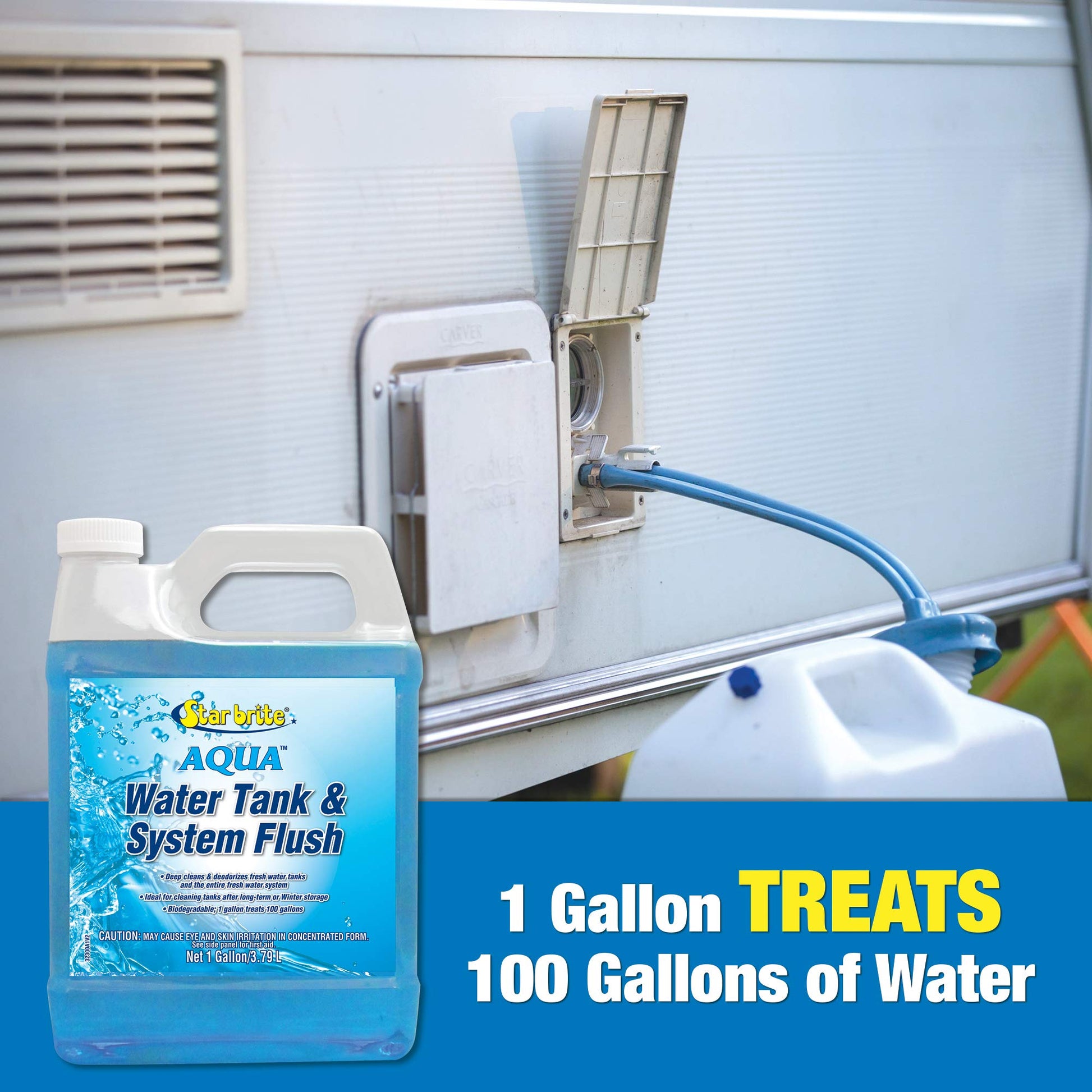 Star Brite Aqua Water Tank & System Flush - Deep Cleans & Deodorizes Fresh Water Tanks & Entire Drinking Water System - Ideal for Boats & RVs Coming Out of Storage 1 GAL (032300)