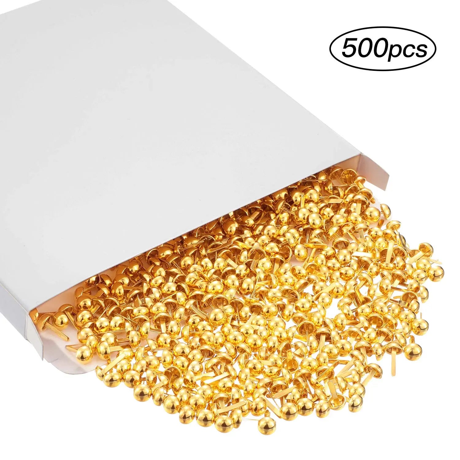 Hotop 500 Pcs Brads for Paper Crafts Metal Round Brass Paper Fasteners for Craft Art Crafting School DIY Supplies(0.3 x 0.6 Inch,Golden)