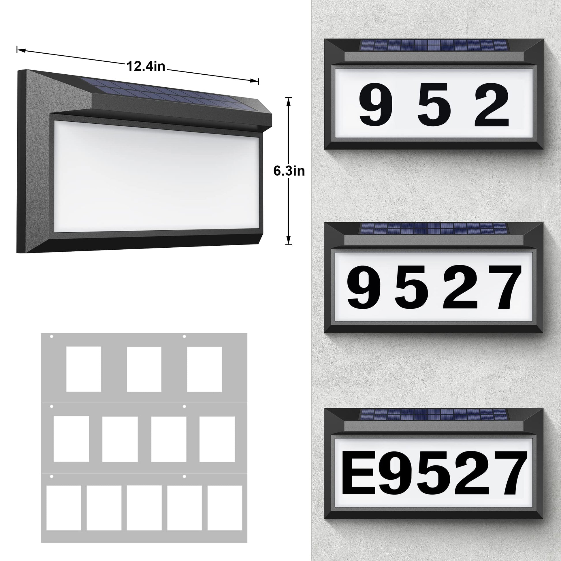 Solar Address Sign, Lighted Address Plaque Outdoor Waterproof, Illuminated Address Numbers, House Numbers for Outside