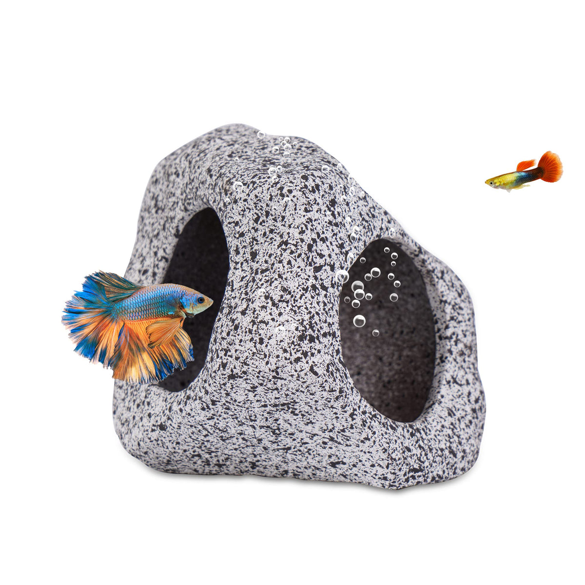 Aquarium Decorations Cave Fish Tank Accessories Rock Decor for Shrimp Cichlid Hiding Breeding Small Fish Bowl Hide Decoration Betta Toys Hideout Stones House(Medium)