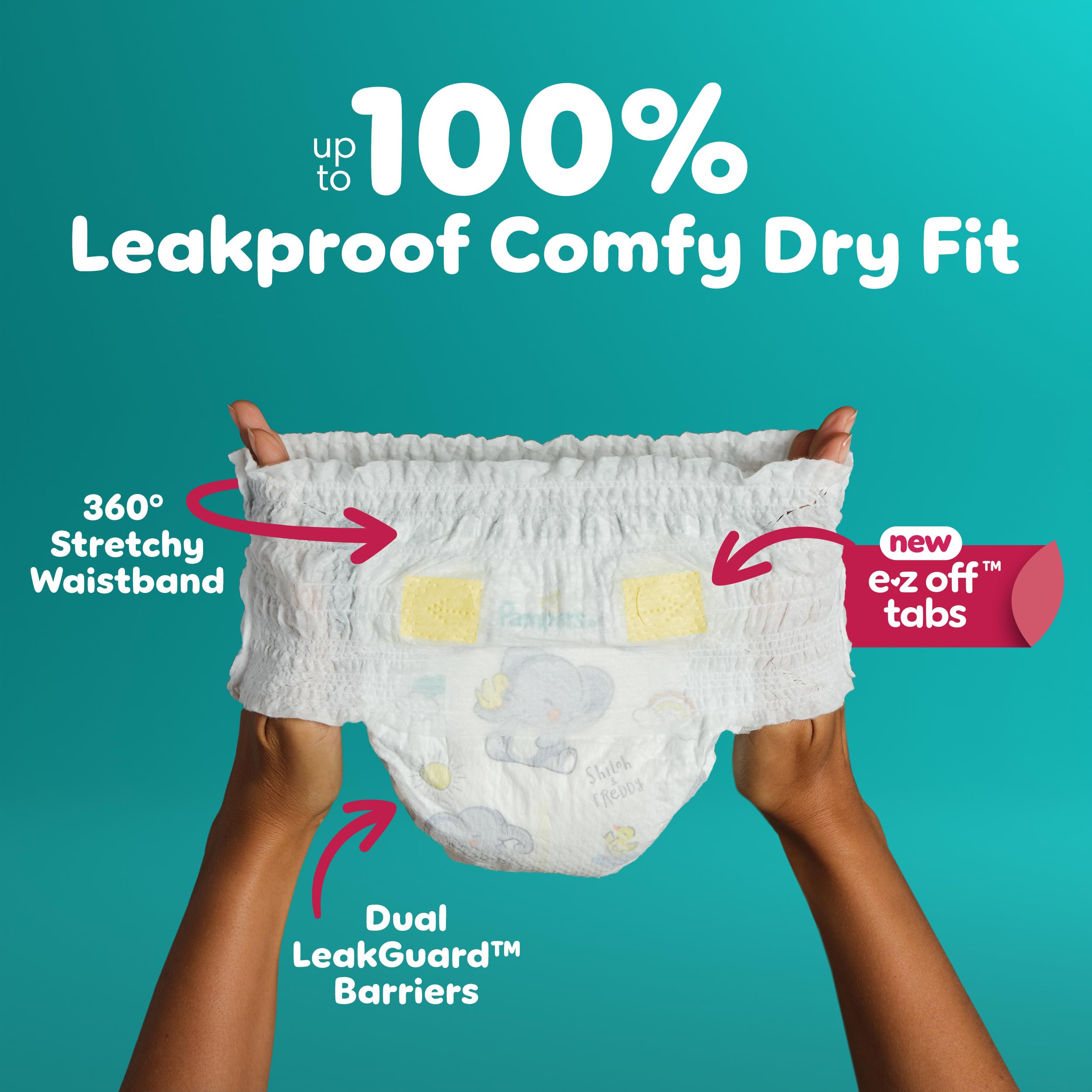 Pampers Diapers - Swaddlers 360 degrees - Size 5, 116 Count, up to 100% Leakproof Comfy Dry Fit, Designed for Easy Changes, Pull On Baby Diaper (Packaging May Vary)