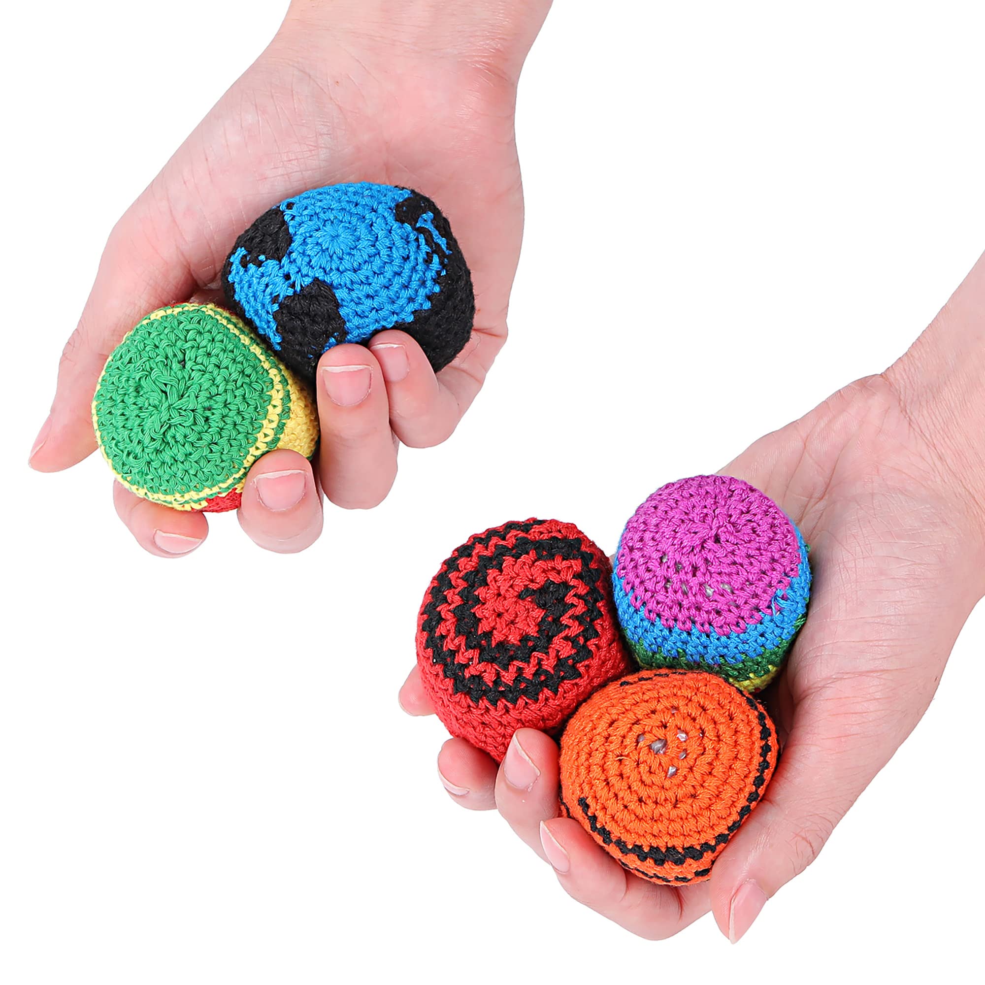 Blulu 5 Pieces Funny Hacky Ball Sacks Assoerted Colors Woven Kickball Soft Knitted Kick Balls for Children and Beginners