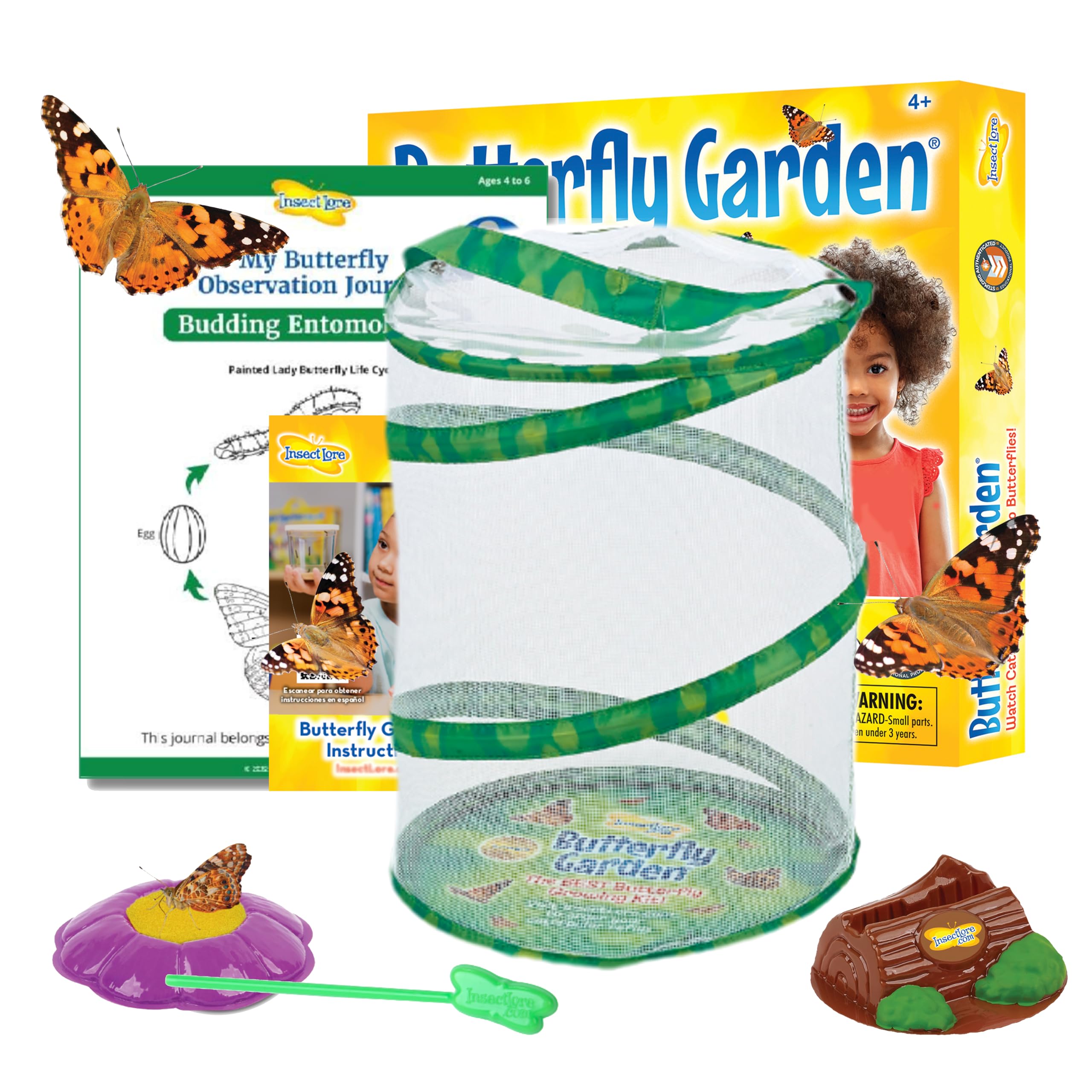 Insect Lore Raise and Release Butterfly Garden Kit - Caterpillar Habitat with redeemable Voucher - STEM-accredited Live Butterfly Growing Kit for Kids, Classrooms, and Homeschool Learning