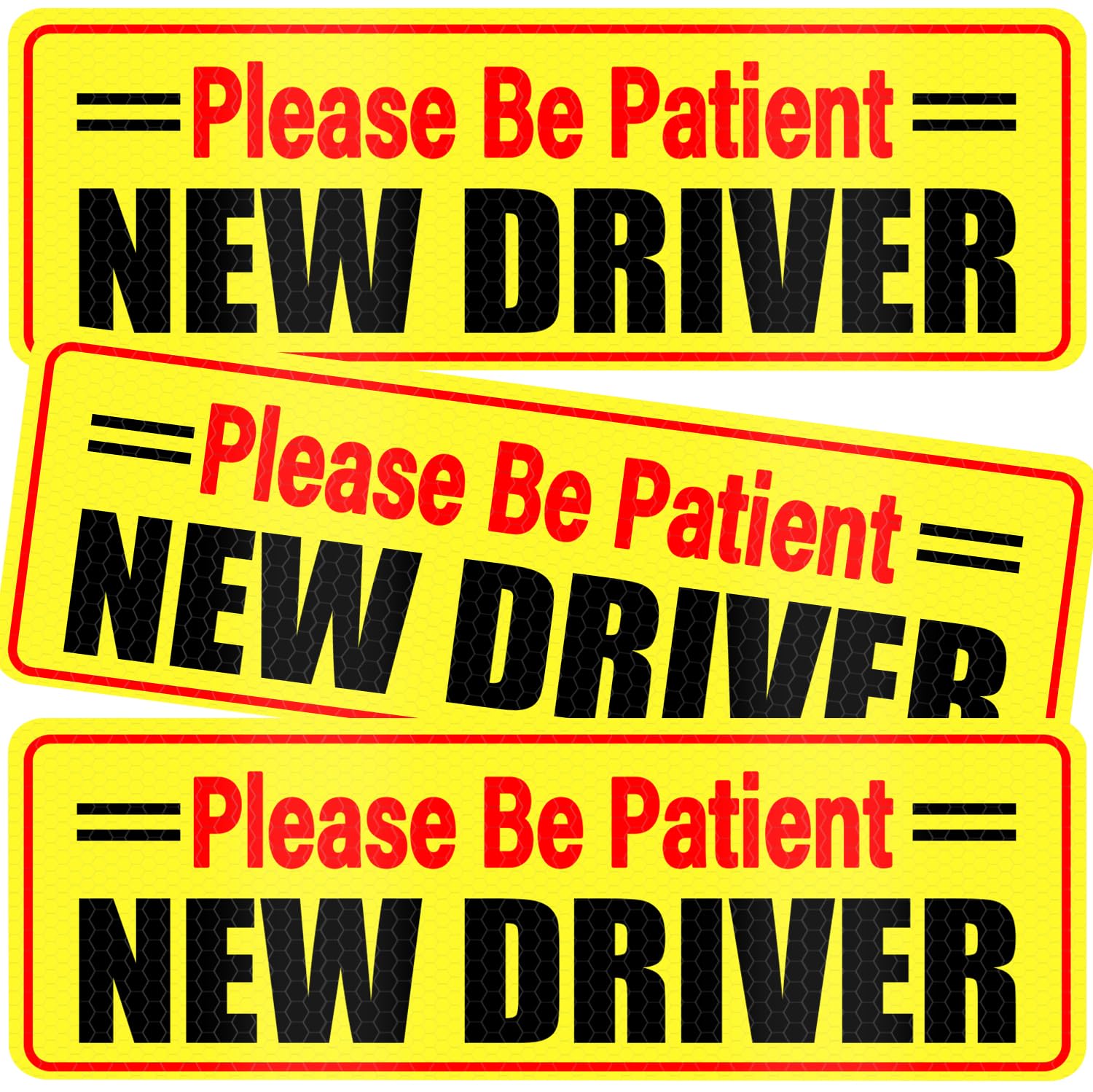 SINGARO New Driver Magnet for Car, 3Pcs Magnetic Reflective Novice Driver Stickers, Car Exterior Accessories, New Driver Vehicle Safety Signs（Black&Red）