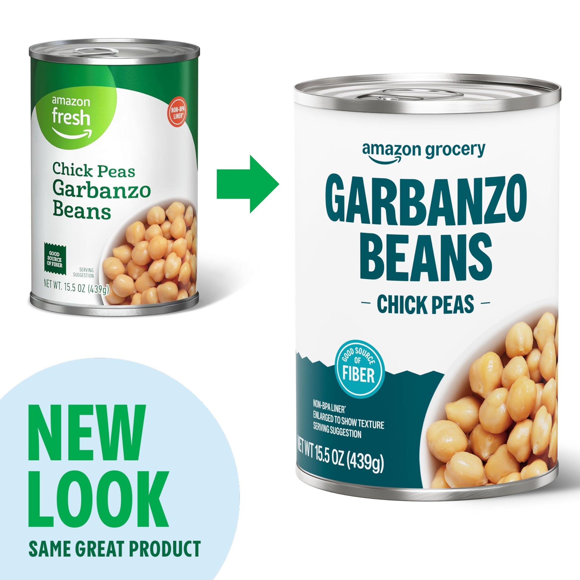 Amazon Grocery, Canned Garbanzo Beans, 15.5 Oz (Previously Amazon Fresh, Packaging May Vary)