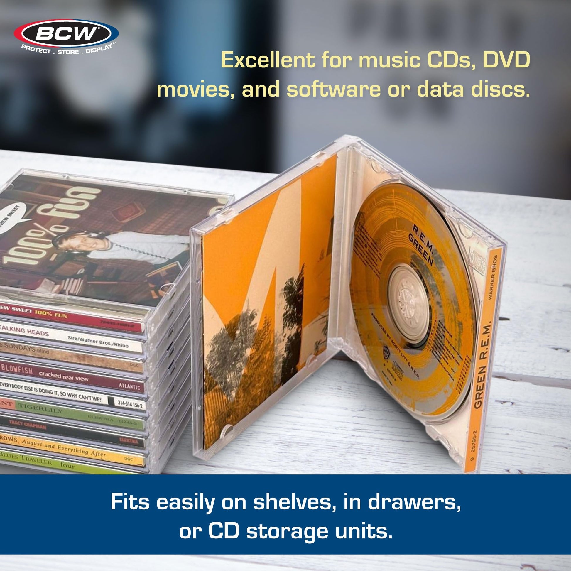 BCW CD Jewel Cases - 10 Pack | Clear CD Cases for Standard Discs | Durable Plastic Storage and Replacement Jewel Case