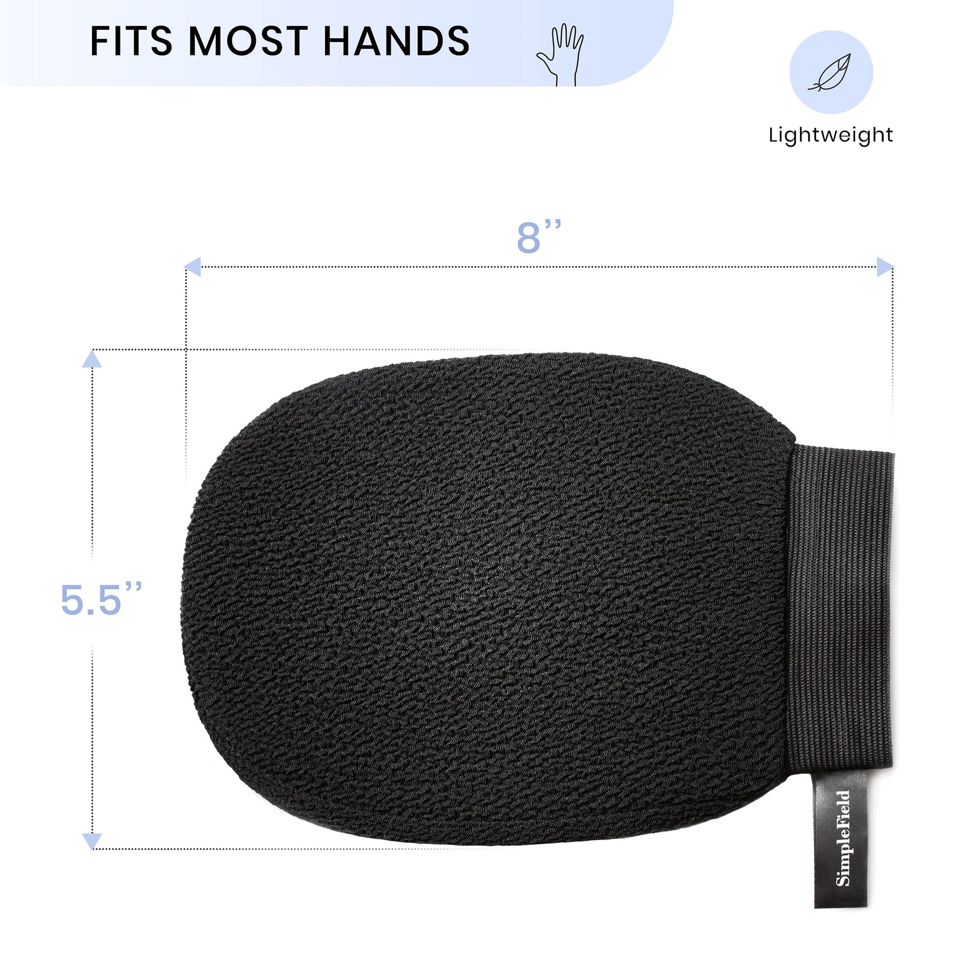 SimpleField Korean Exfoliating Mitt for Remove Dead Skin. 2 Pack 100% Viscose Kessa Deep Exfoliating Gloves for Body Scrub, Keratosis Pilaris and Self Tanning Removal. Easily Smooth Skin Surface.