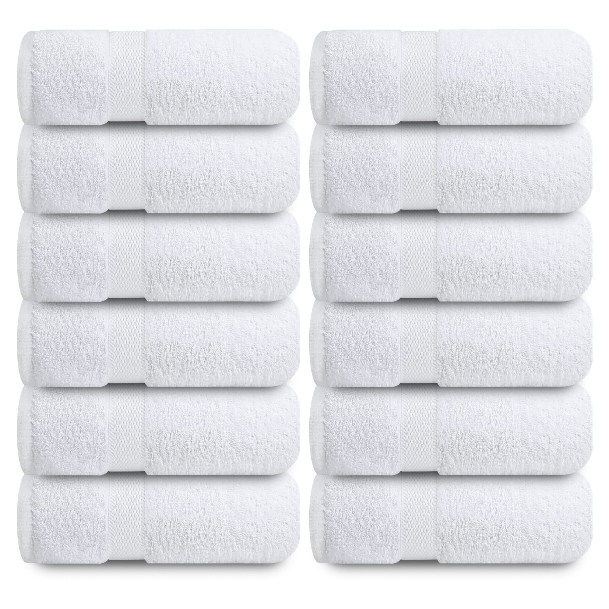 Infinitee Xclusives Luxury Wash Cloths for Showering [13x13] – 100% Cotton Washcloths [Pack of 12], Soft and Absorbent Face Towels for Bathroom Wash Clothes, Gym, and Spa (Brilliant White)