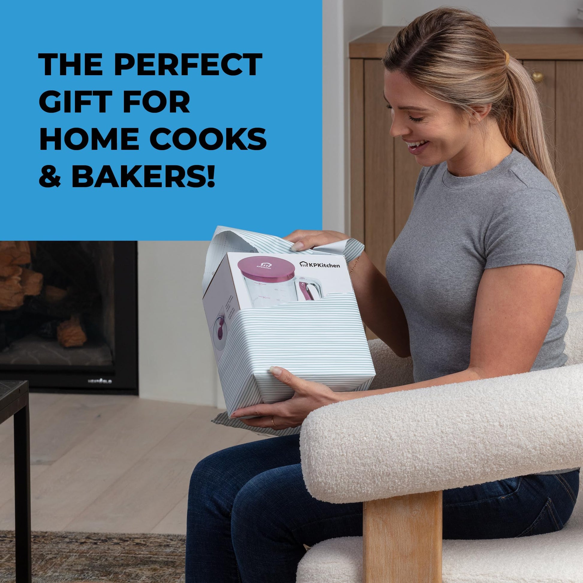 Pancake Batter Dispenser - Kitchen Must Have Tool for Perfect Pancakes, Cupcake, Waffle, Muffin Mix, Cake & Crepe - Easy Pour Baking Supplies for Griddle - Pancake Maker with Measuring Label (Purple)