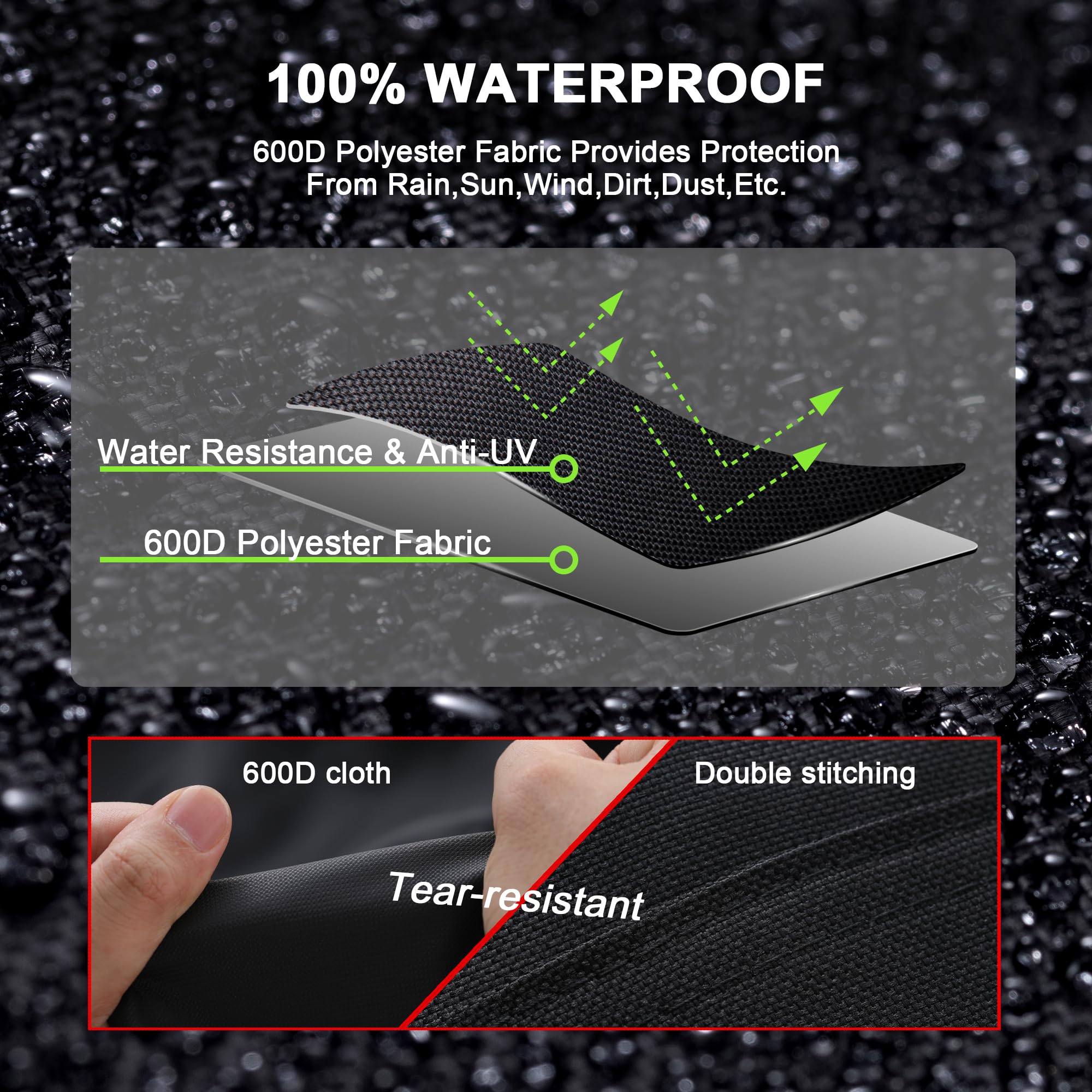 Himal Outdoors Lawn Mower Cover - Heavy Duty 600D Polyester Oxford Waterproof, UV Protection Universal Fit with Drawstring & Cover Storage Bag，Black