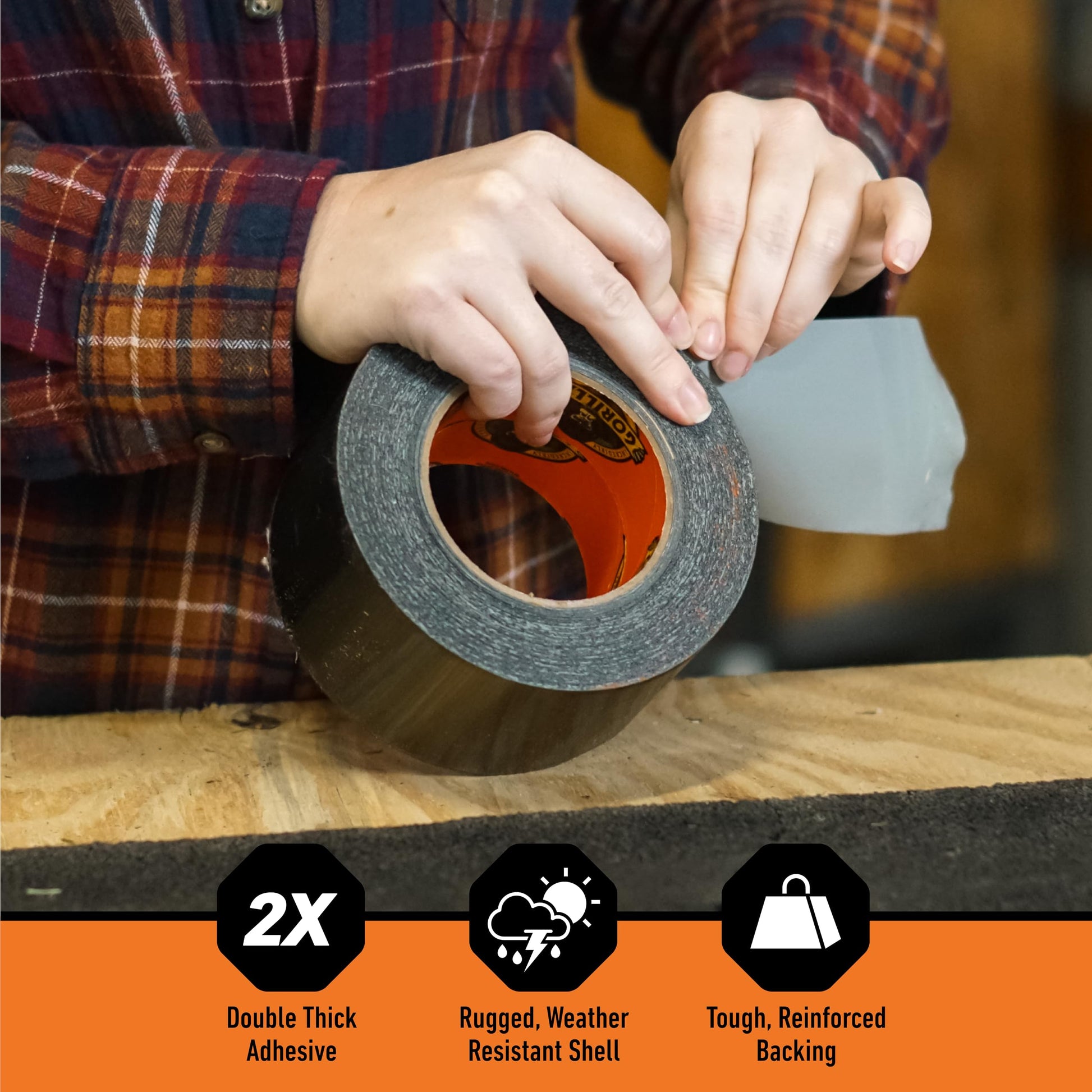 Gorilla Tape Tough & Wide, Black Tape, 2.88" x 25 yd (Pack of 1) - Heavy Duty and Weather Resistant for Indoor or Outdoor