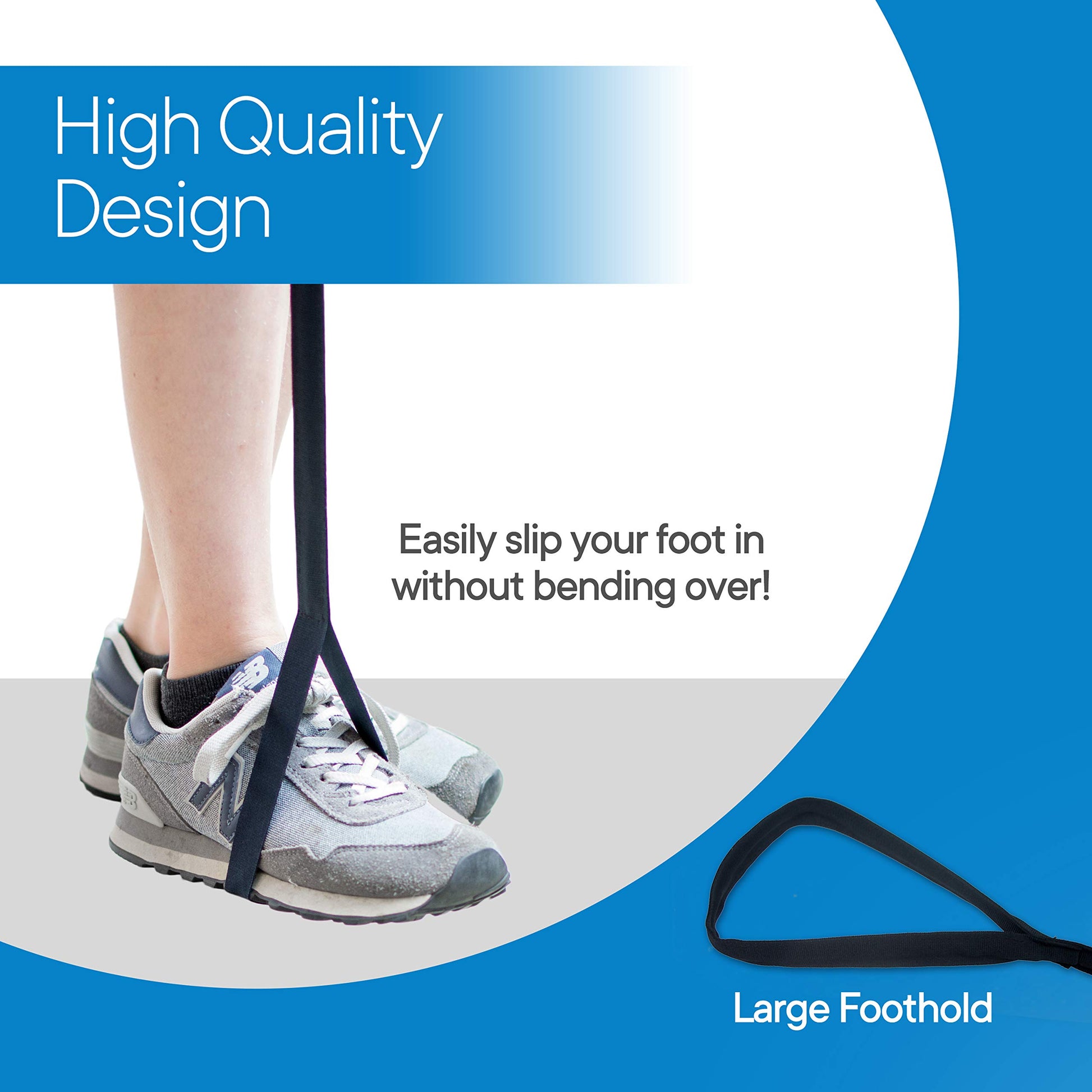 RMS 35 Inch Long Leg Lifter - Durable & Rigid Hand Strap & Foot Loop - Ideal Mobility Tool for Wheelchair, Hip & Knee Replacement Surgery