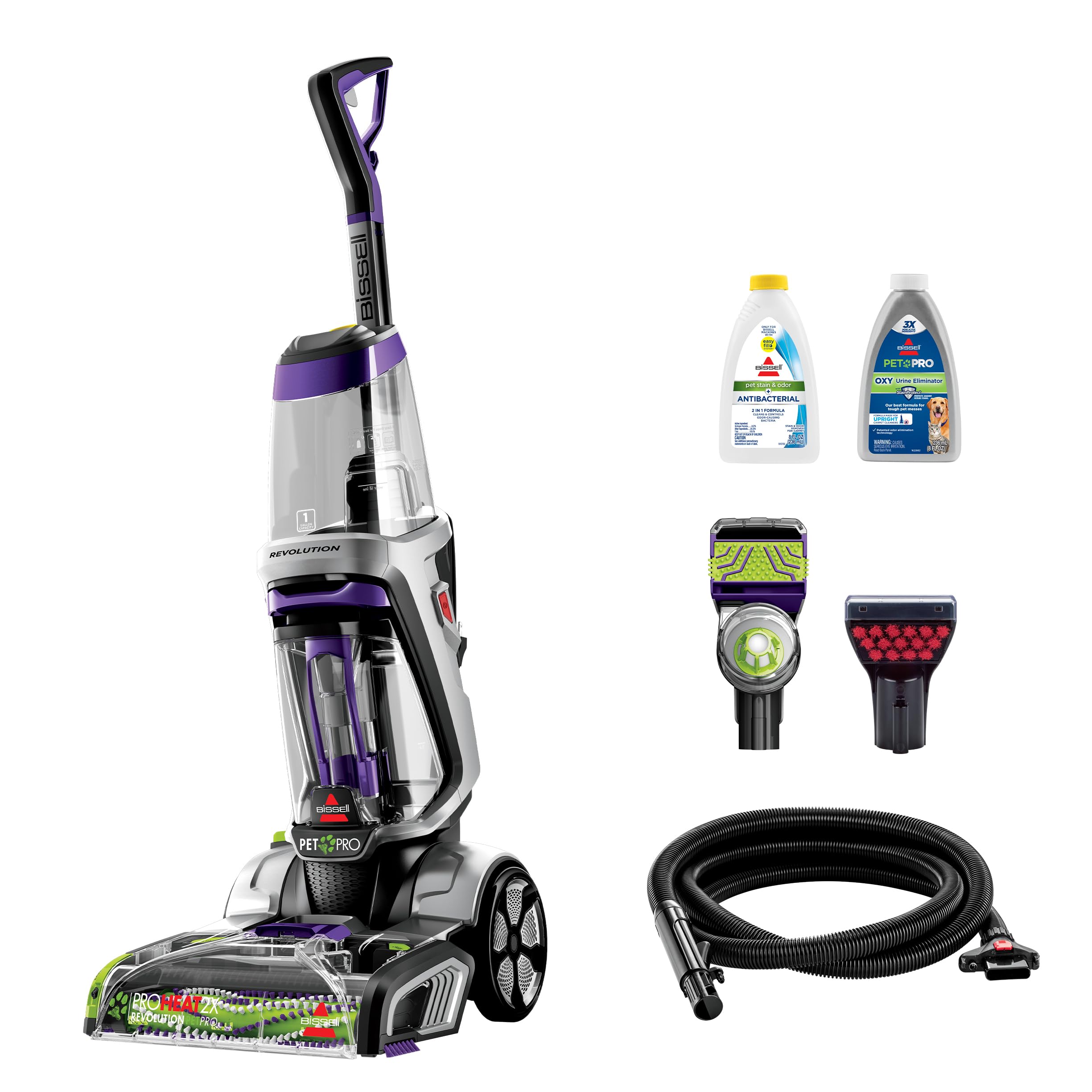 BISSELL ProHeat 2X Revolution Pet Pro Plus, 3588F, aufrechter Tiefenreiniger, 30 Minuten Trockenzeit, Dual Dirt Lifter PowerBrush, Schlauch- & Werkzeugaufsatz, Polster- und Hartnäckige Flecken-Düse enthalten
