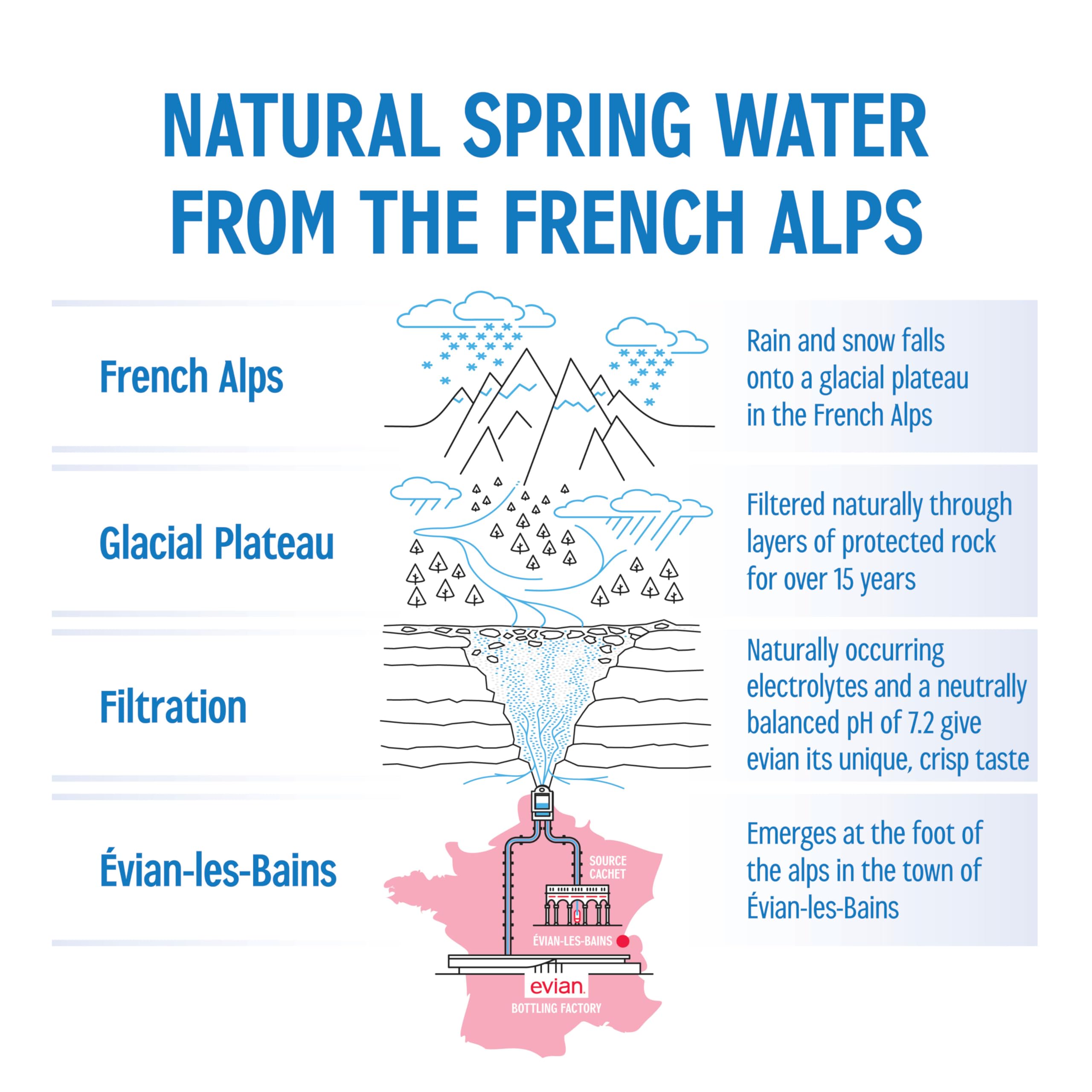 Evian Natural Spring Water, 1 L bottles, 6 pack