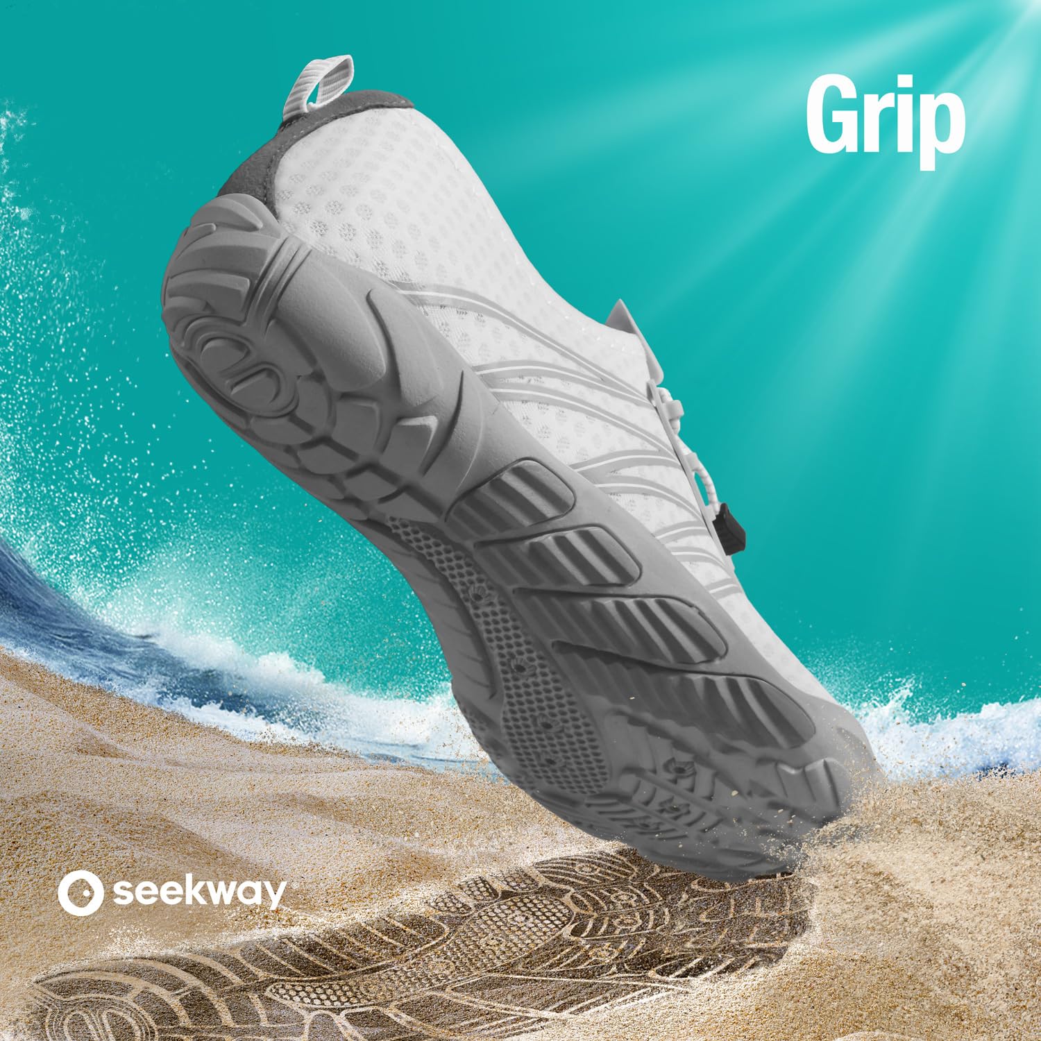 SEEKWAY Water Shoes for Women Adult Quick-Dry Aqua Sock Barefoot Men for Beach Swim River Pool Lake Hiking Kayaking Surfing Gradient Dark Grey