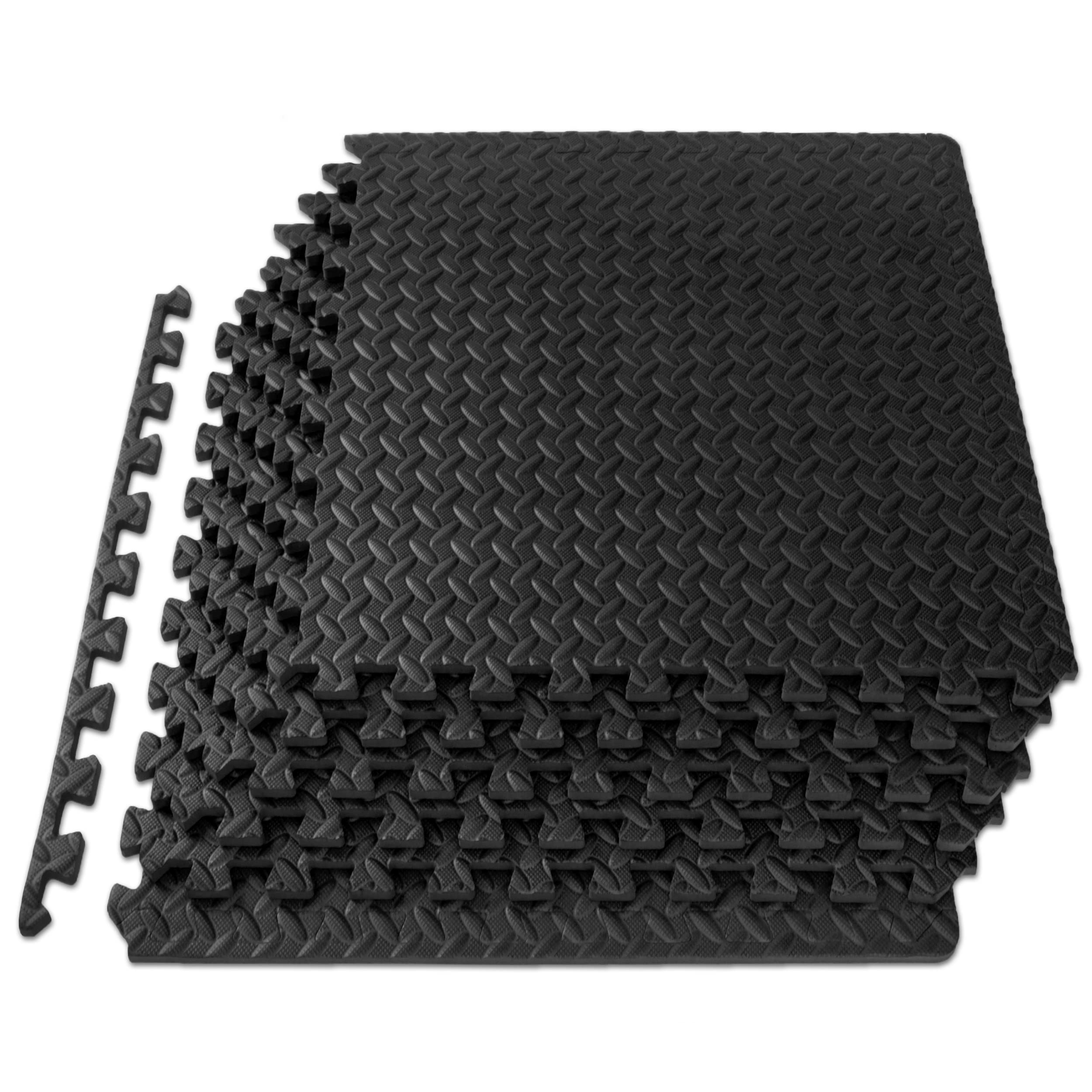 ProsourceFit Puzzle-Trainingsmatte, 1,27 cm, ineinandergreifende EVA-Schaumstoff-Bodenfliesen für das Heim-Fitnessstudio, Matte für Home-Workout-Geräte, Bodenschutz für Kinder, Schwarz, 60,96 cm x 60,96 cm x 1,27 cm, 2,23 m² – 6 Fliesen