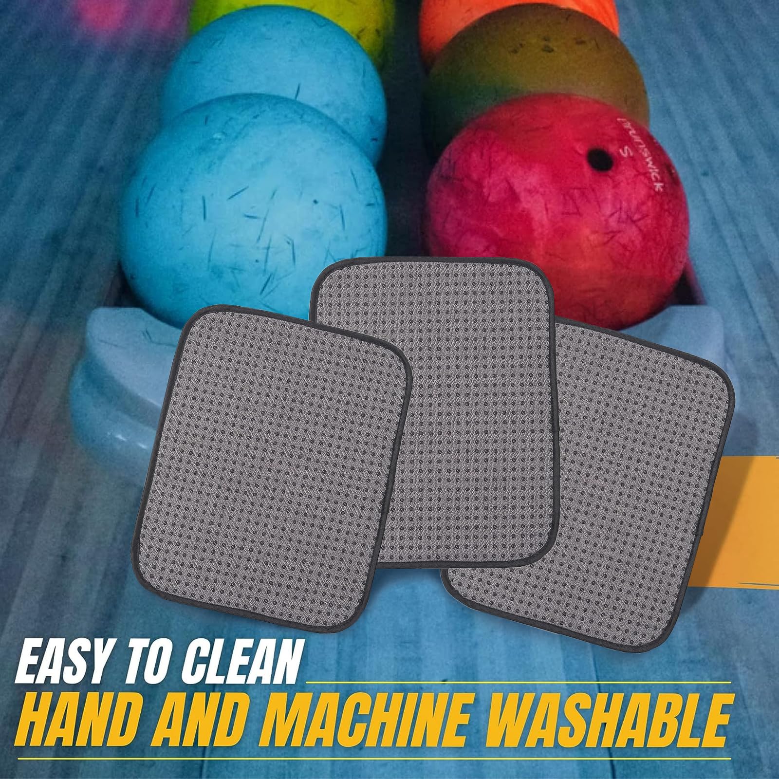 TonGass (3-Pack Microfiber Bowling Ball Towel 10 Inches x 8 Inches Premium Quality Bowling Ball Shammy Pad with Easy-Grip Dots