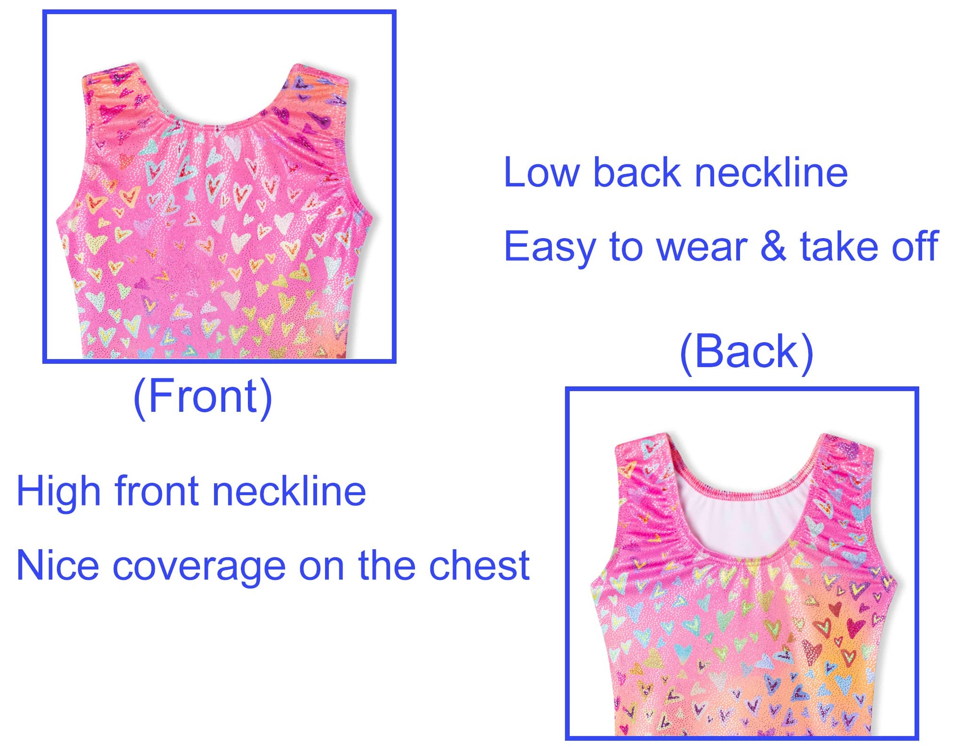 Domusgo Leotard for Girls Gymnastics Size 5-6 Years Old Sparkly Nenon Love Heart Biketards with Shorts