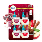 Febreze Odor-Fighting Fade Defy PLUG Air Freshener Baked Cinnamon Apple, Cranberry Crumble, .87 fl. oz. Oil Refill, 2 of Each