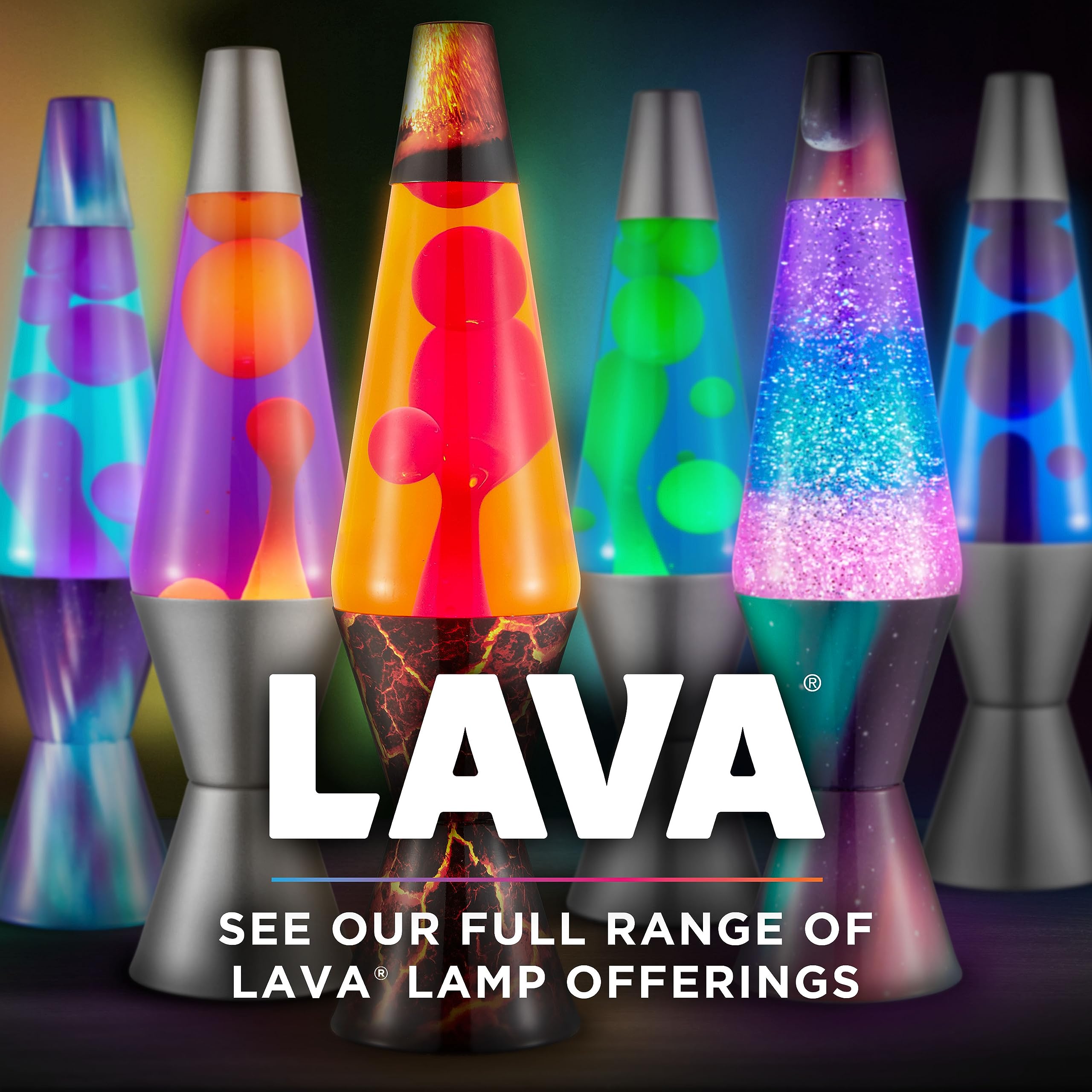Lava-Lampe – 14.5" Purpurroter Sonnenuntergang – Die originale Bewegungslampe – Gelbes Wachs und violette Flüssigkeit – Artikel #2635 (Exklusiv bei Amazon)