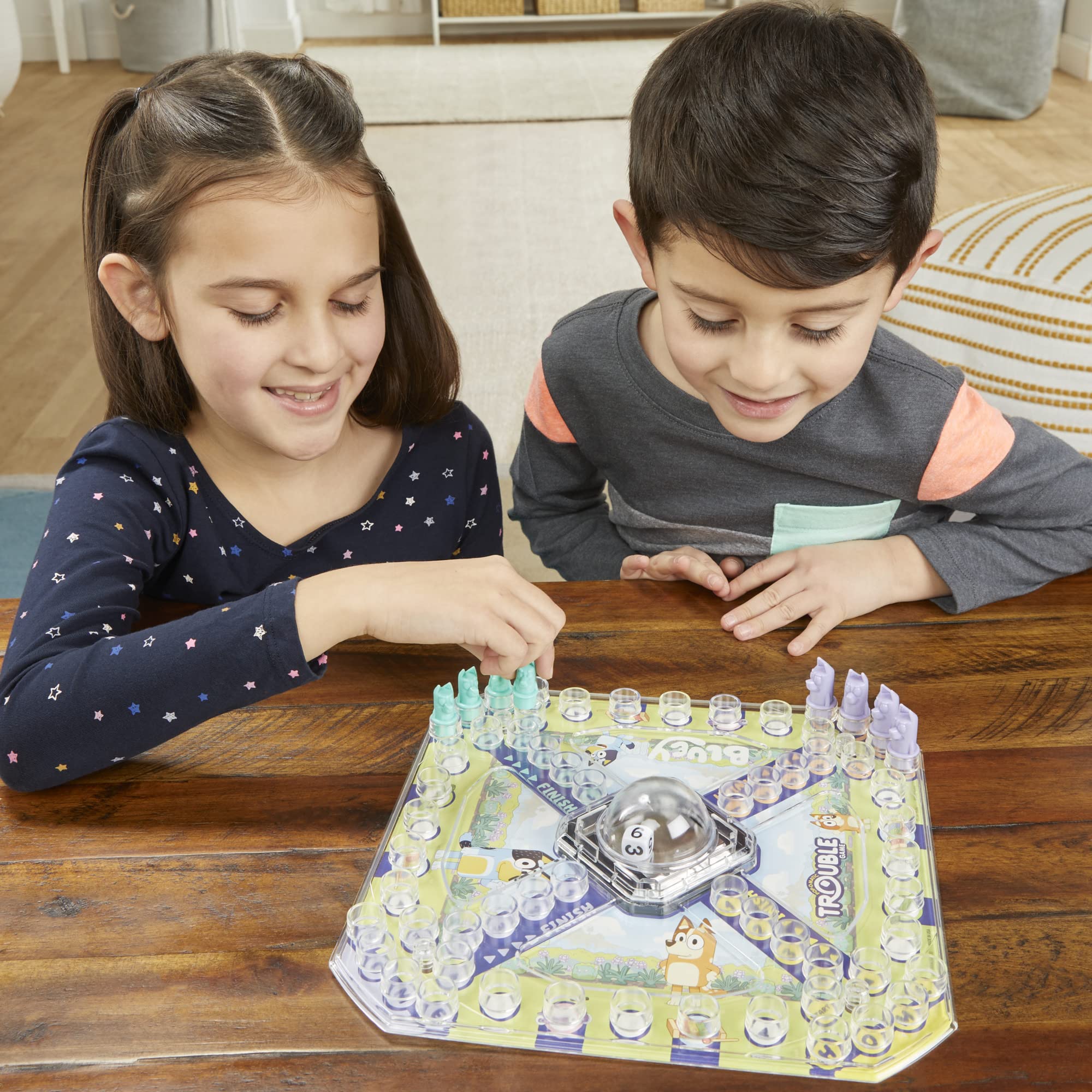 Hasbro Gaming Trouble: Bluey Edition Board Game for Kids, 2-4 Players, Race Bluey, Bingo, Bandit, or Chilli to The Finish, Ages 5 and Up (Amazon Exclusive)