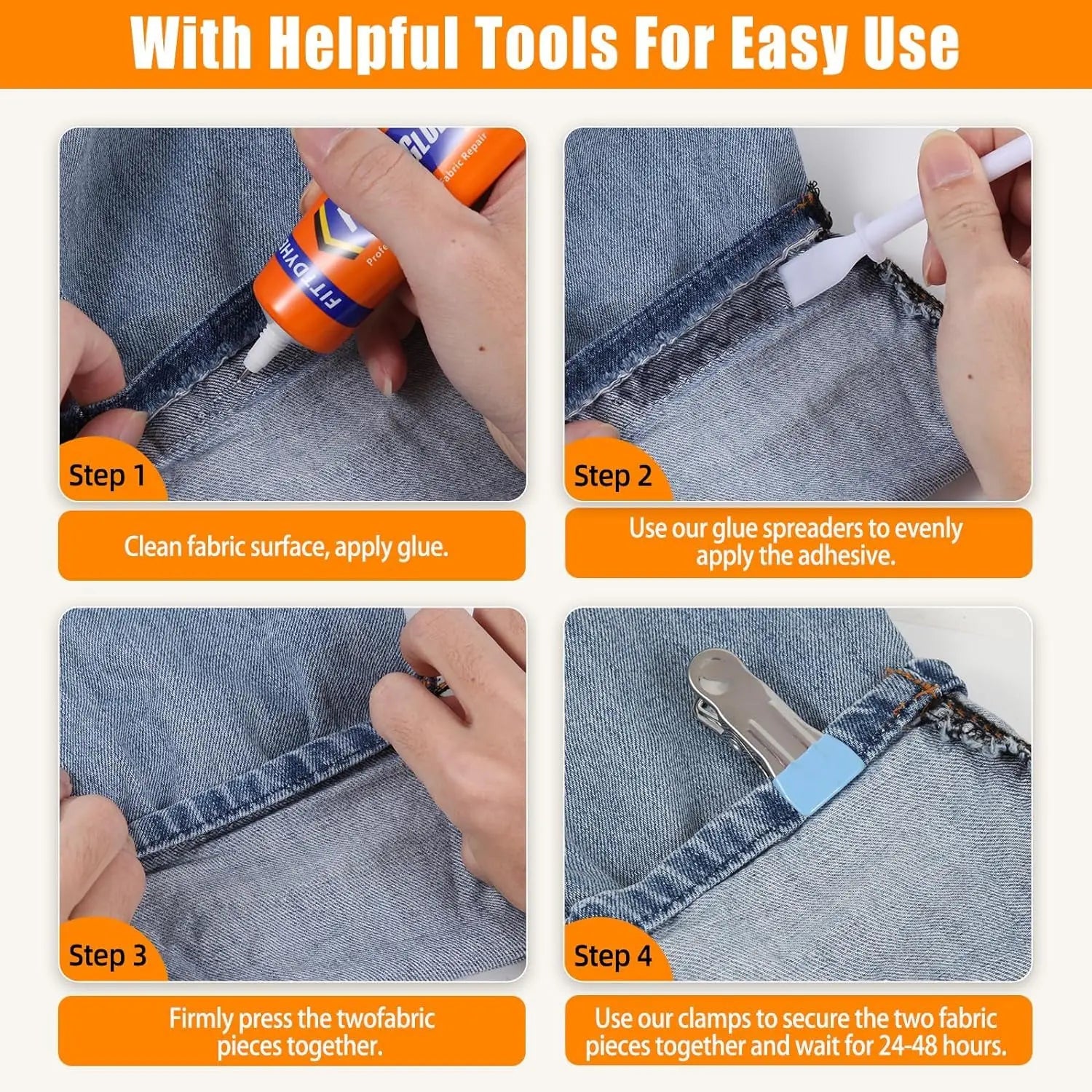 3Pcs Fabric Glue Permanent, 60 ML Washable Clear Clothing Glue, Super Fabric Glue for Rhinestones, Patches, Clothes, Denim, Leather, Polyester, Fabrics, Doll Repair, Flannel, Cotton