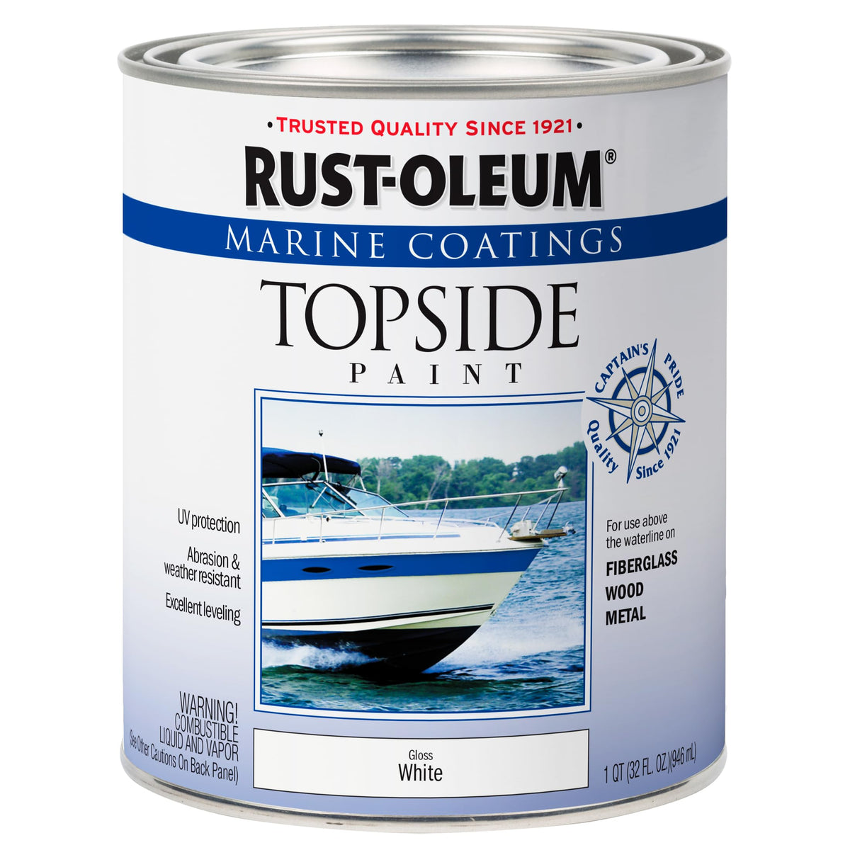 Rust-Oleum 206999 Marine Topside Enamel Paint, Gloss White, 1-Quart, 32 Fl Oz (Pack of 1)