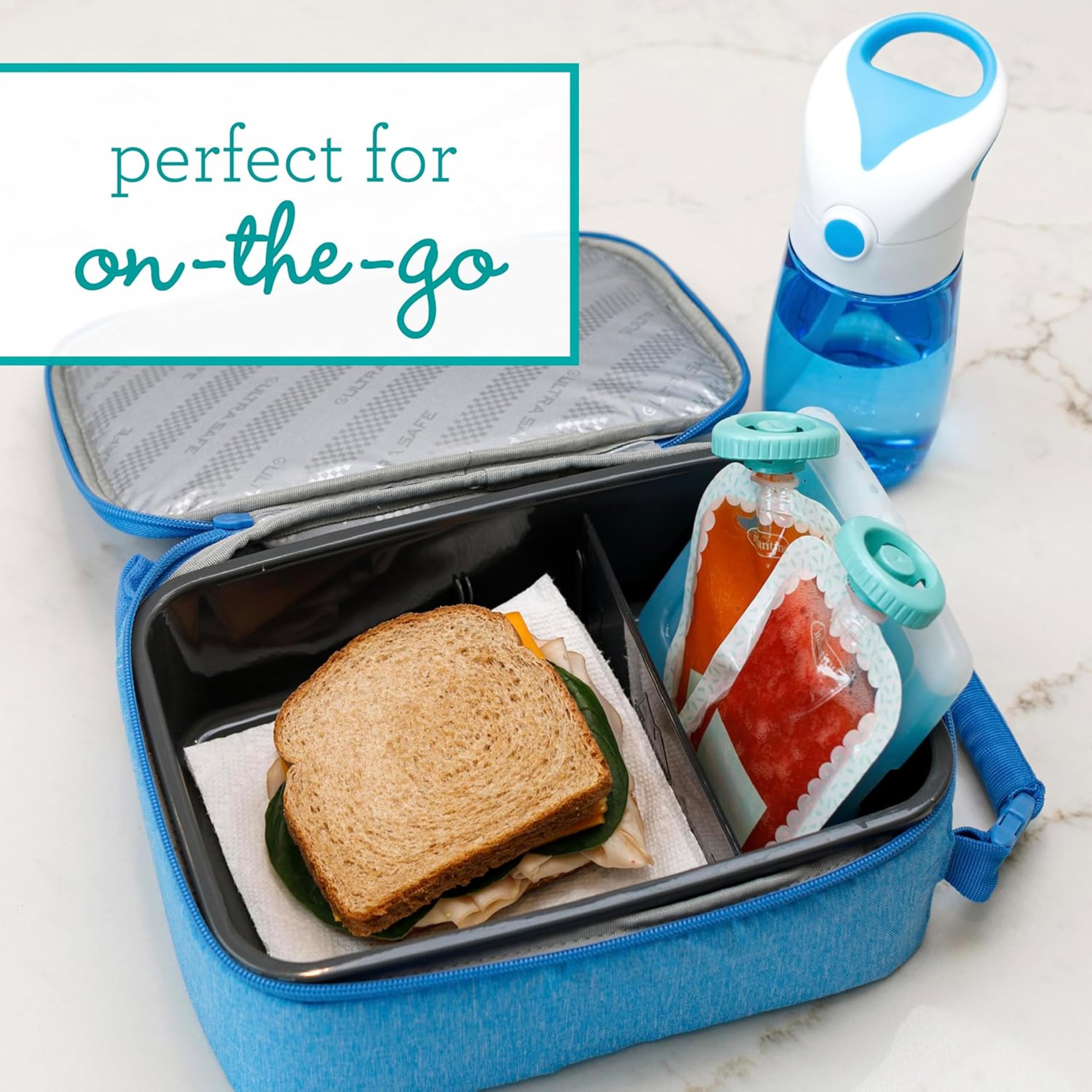 Infantino Squeeze Station, Baby Food Maker & Pouch Filler, Fill 3 Reusable Pouches at Once, Easy to Use, Dishwasher Safe, Homemade Baby Food Prep Essential, Teal