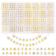 XIMISHOP 1400pcs Round Letter Beads for Jewelry Making, 28 Style Gold A-Z Alphabet Acrylic Beads Kits Heart Beads for Bracelets Making (4 * 7mm)