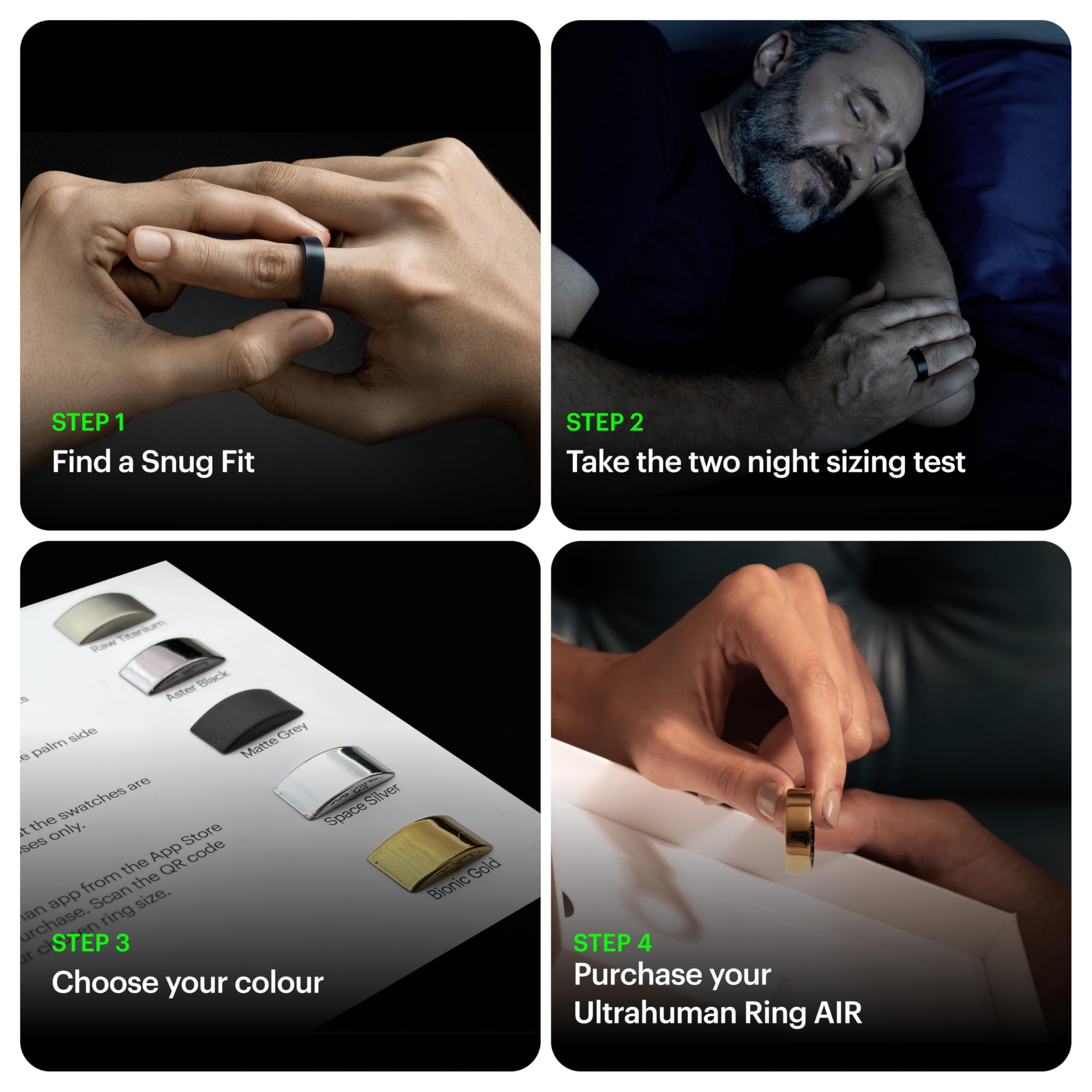 ULTRAHUMAN AIR-Smart Ring Health Tracker, Sleep & Fitness Tracker, Smart Ring for Men/Women, Size First Sizing Kit