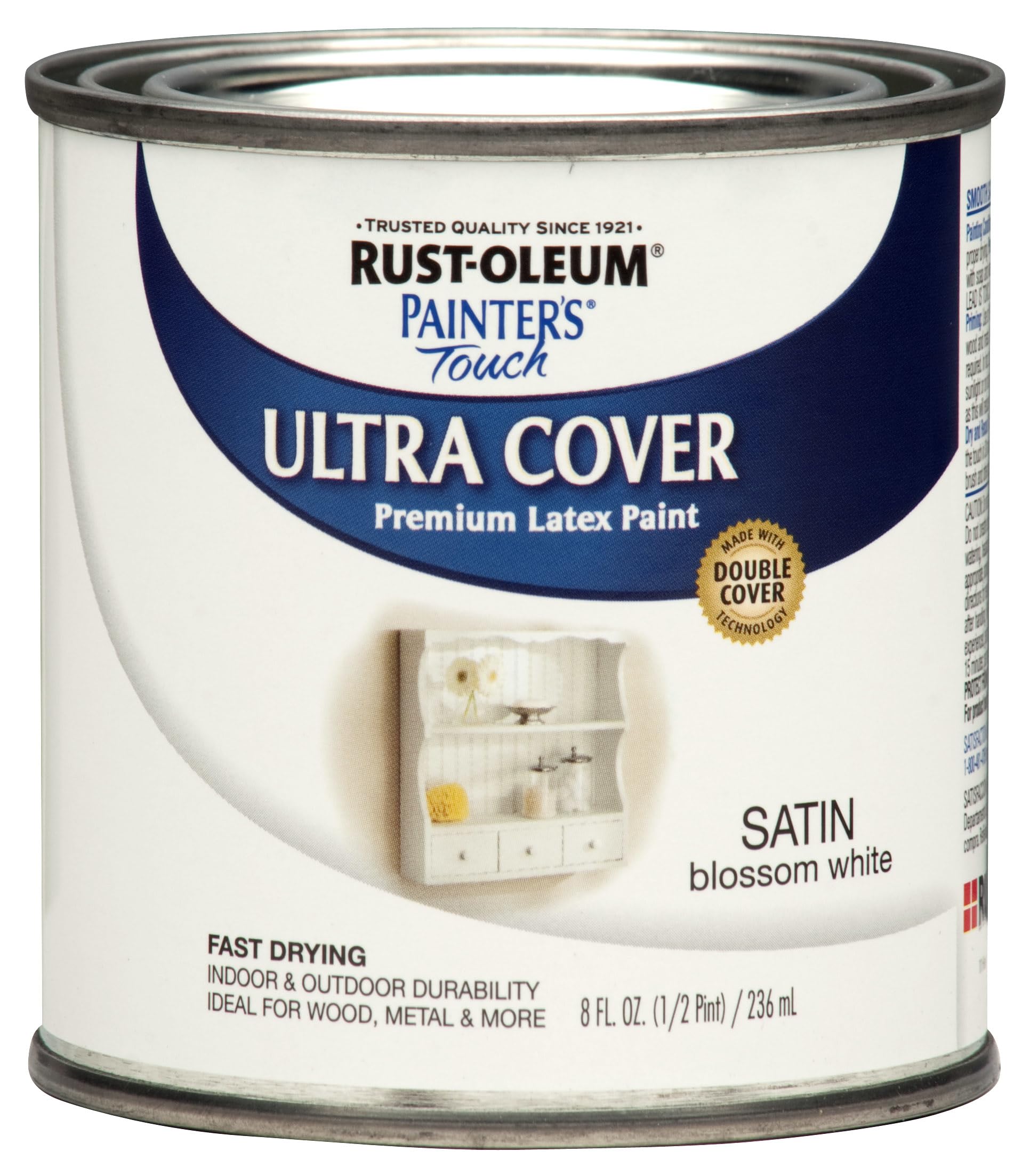 Rust-Oleum 267300-Painter's Touch Latexfarbe, 0,24 Liter, Seidenmatt Blütenweiß