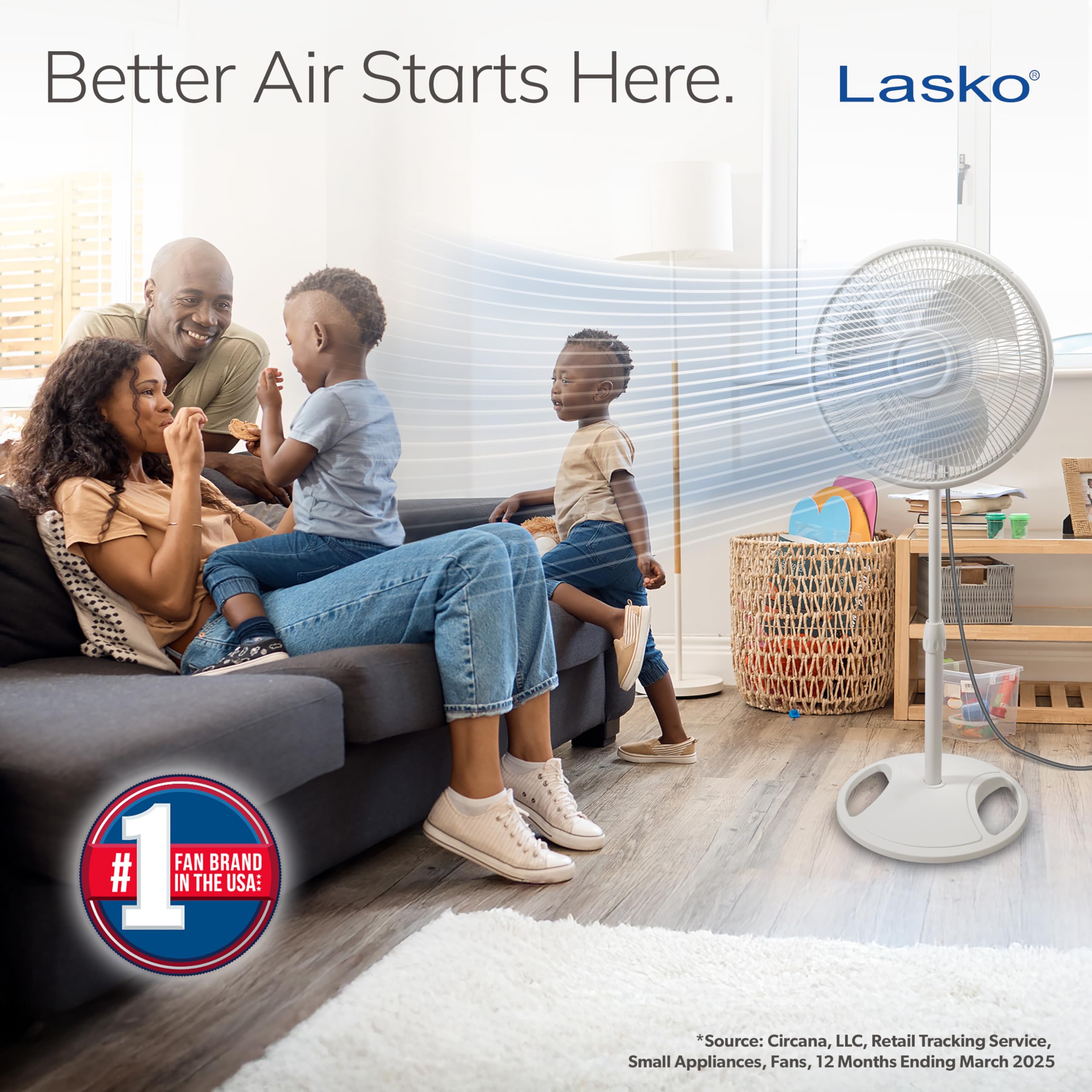 Lasko 2520 Oscillating Stand Fan,White 16 Inch