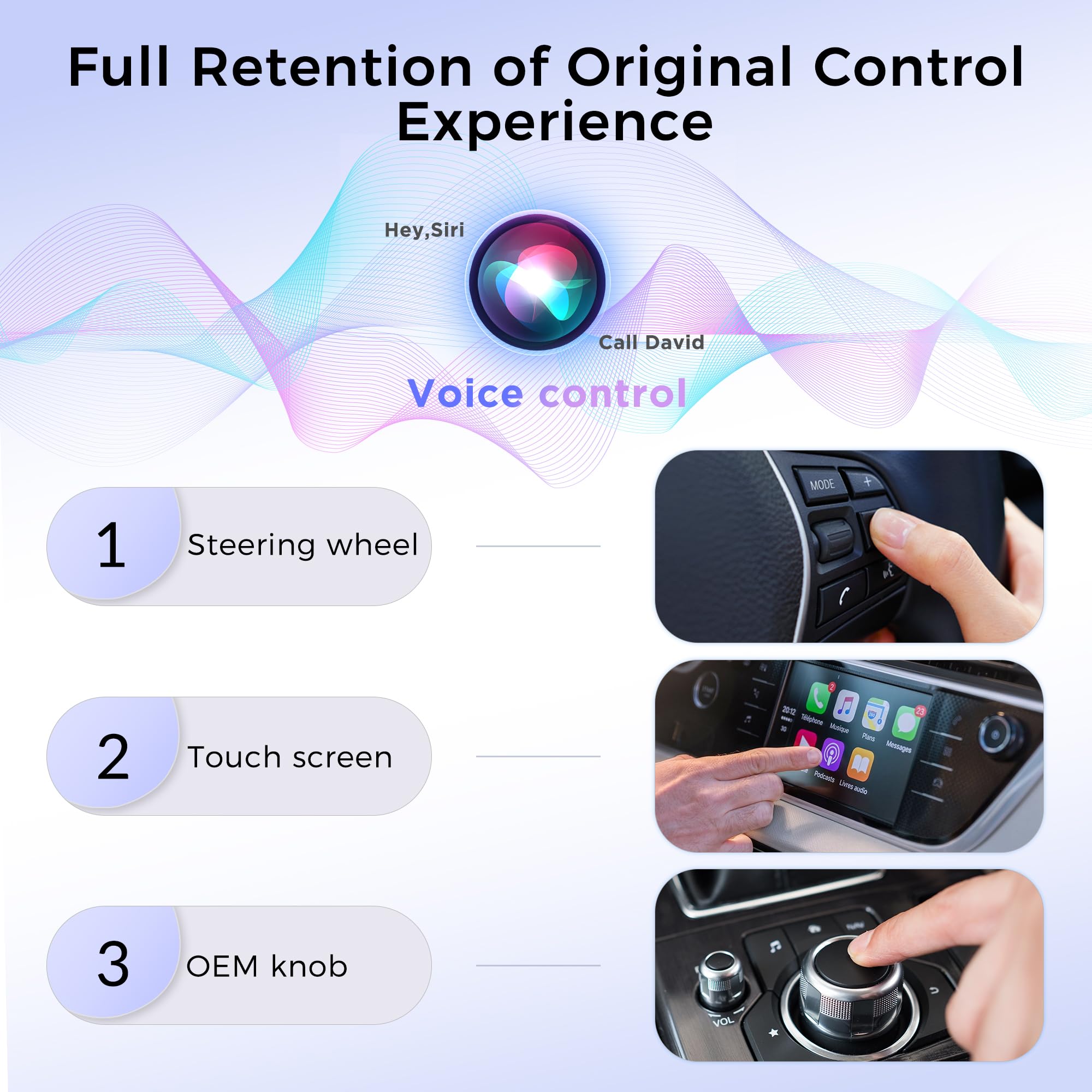 TERUNSOUl Wireless CarPlay Adapter for Apple iPhone, Convert Wired CarPlay to Wireless, Plug-and-Play, Stable Connection Compatible with OEM Wired CarPlay Vehicles & iOS 10+