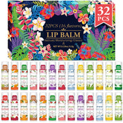 VISRIE 32 Pack Lip Balm, Natural Lip Balm Bulk with Vitamin E and Coconut Oil, Bulk Lip Balms for Dry Lips-16 Flavors