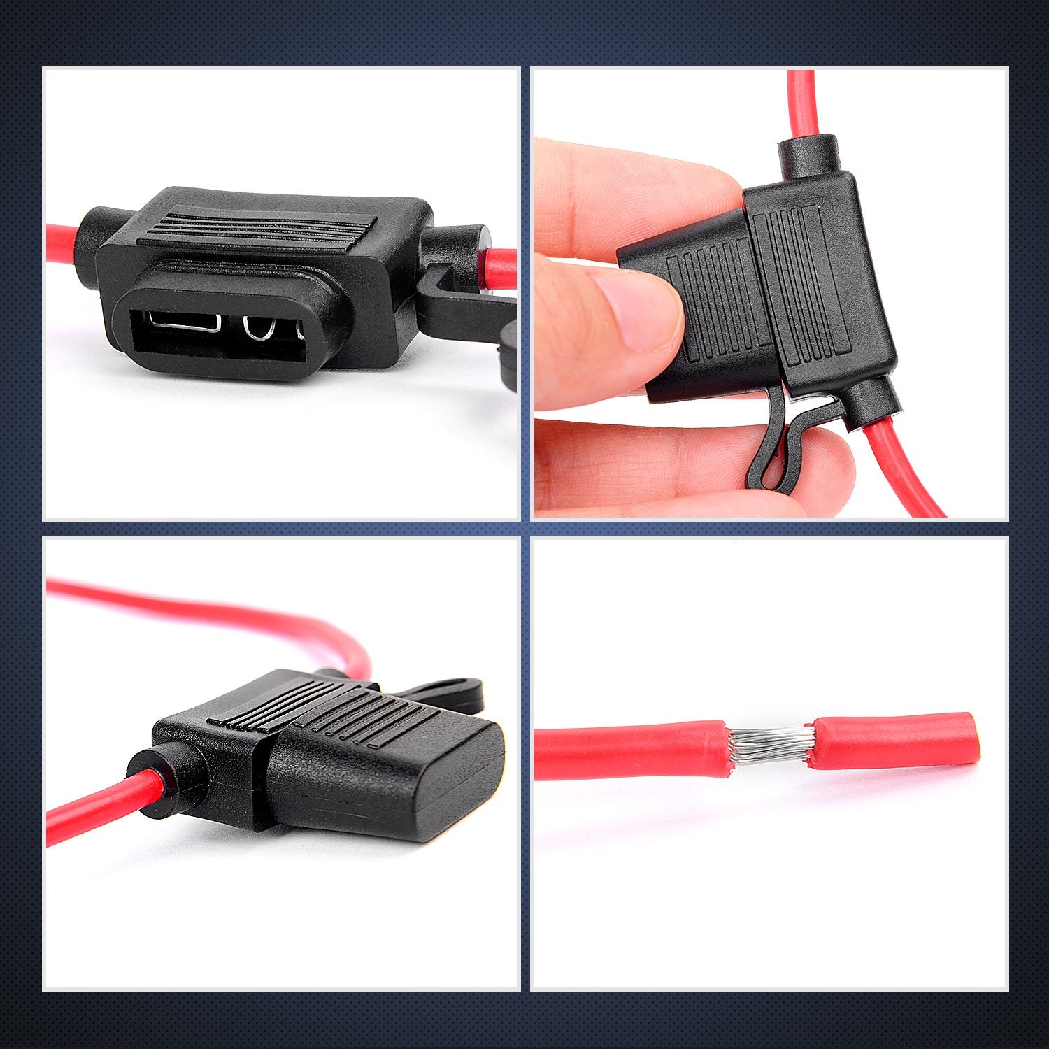 Nilight 10 Pack NI-FH01 Inline Holder 14AWG Wiring Harness ATC/ATO 30AMP Blade Automotive Fuse Holder-10, 2 Years Warranty
