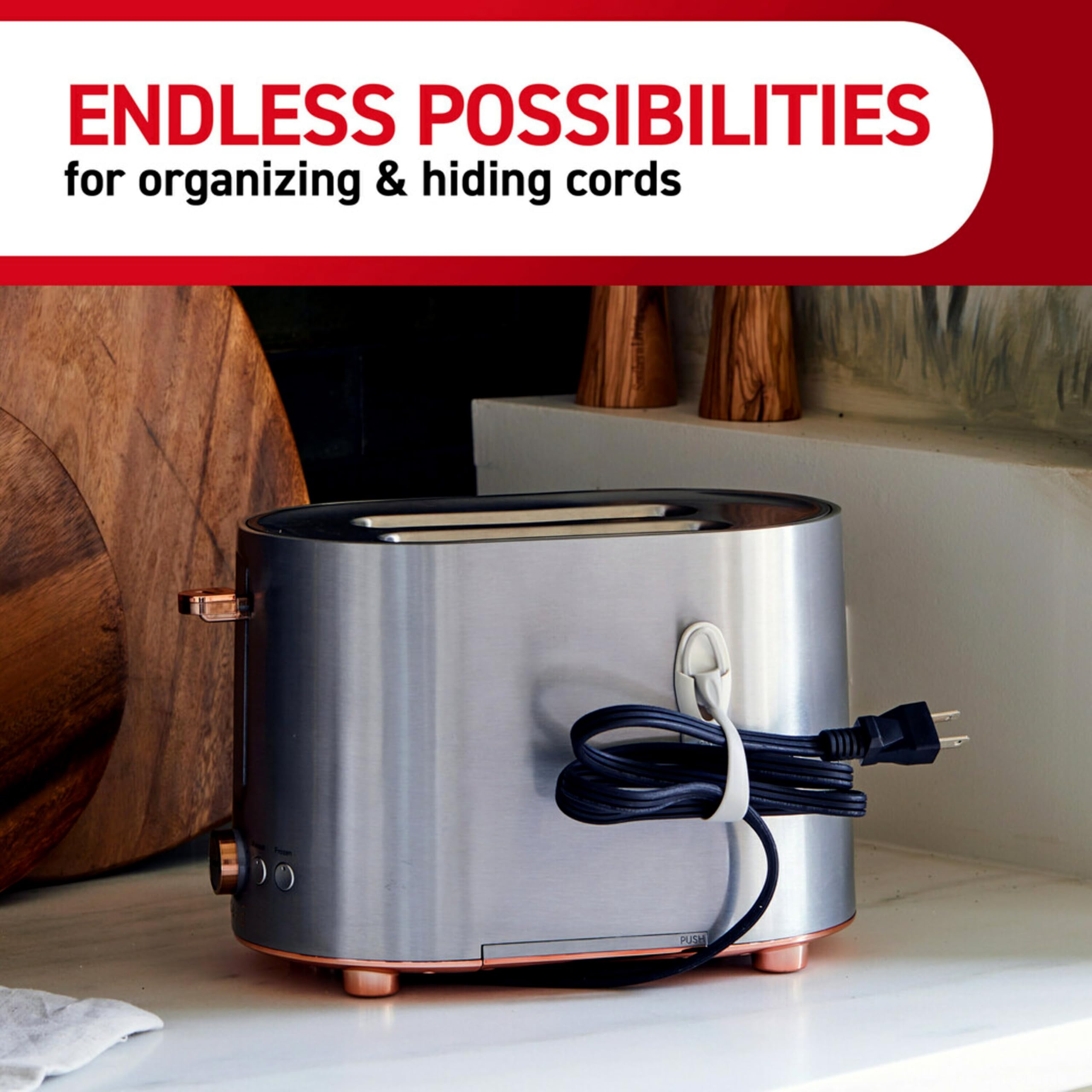 Command Cord Bundlers, Damage-Free Hanging Cord Organizer, No Tools Cord Bundler for Hanging Electrical Cables, 6 Gray Cord Bundlers and 12 Command Strips