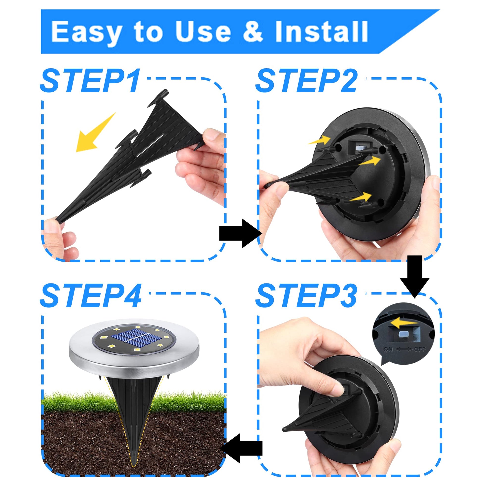 Rayolon Solar Ground Lights, Waterproof Solar Garden Lights, Upgraded Outdoor Garden Waterproof Bright in-Ground Light, Landscape Lighting for Pathway,Yard,Deck,Lawn,Patio,Walkway (12 Pack Warm Light)