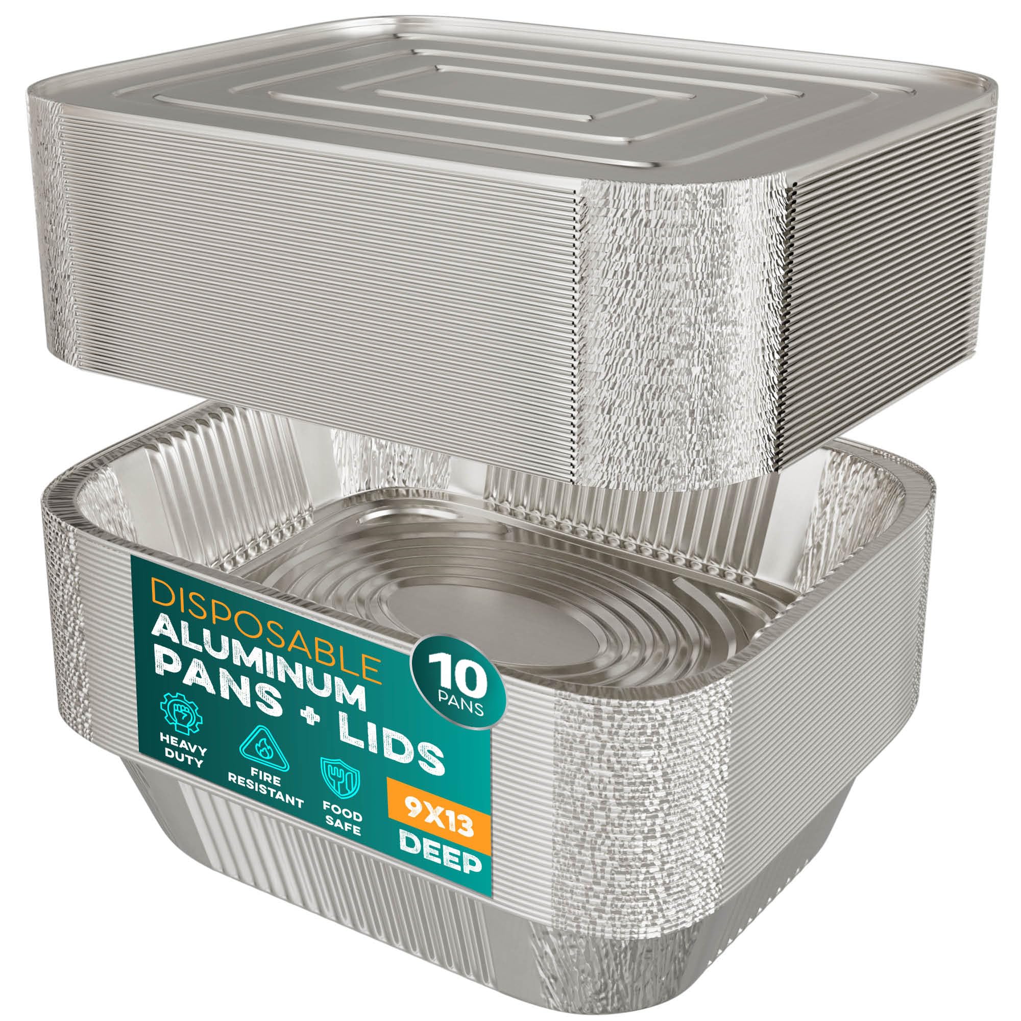 Aluminium-Backformen mit Deckel 9x13 [10 Sets] Aluminiumfolienpfannen mit Deckel – Einweg-Alufolie-Halbpfannen zum Backen, Braten, Servieren von Kuchen, Catering-Zubehör, Dampftisch-Chafing