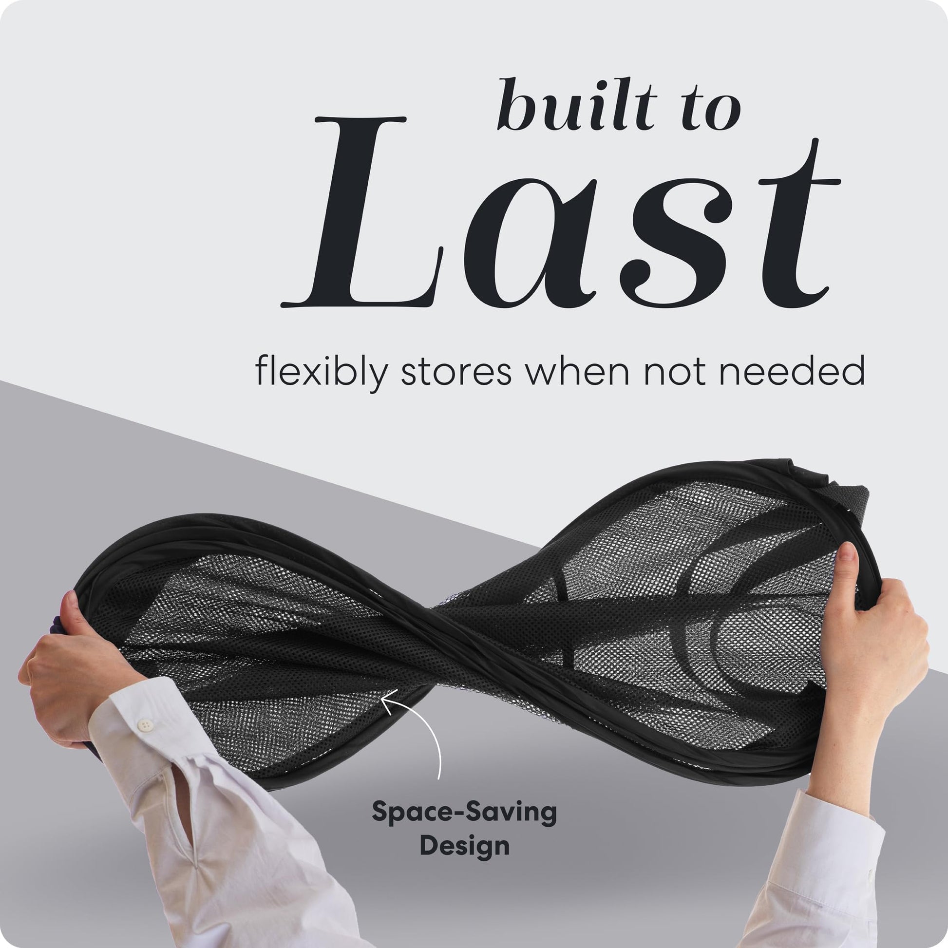 Handy Laundry Collapsible Mesh Pop Up Hamper with Wide Opening and Side Pocket - Breathable, Sturdy, Foldable, and Space-Saving Design for Clothes and Storage (Black)