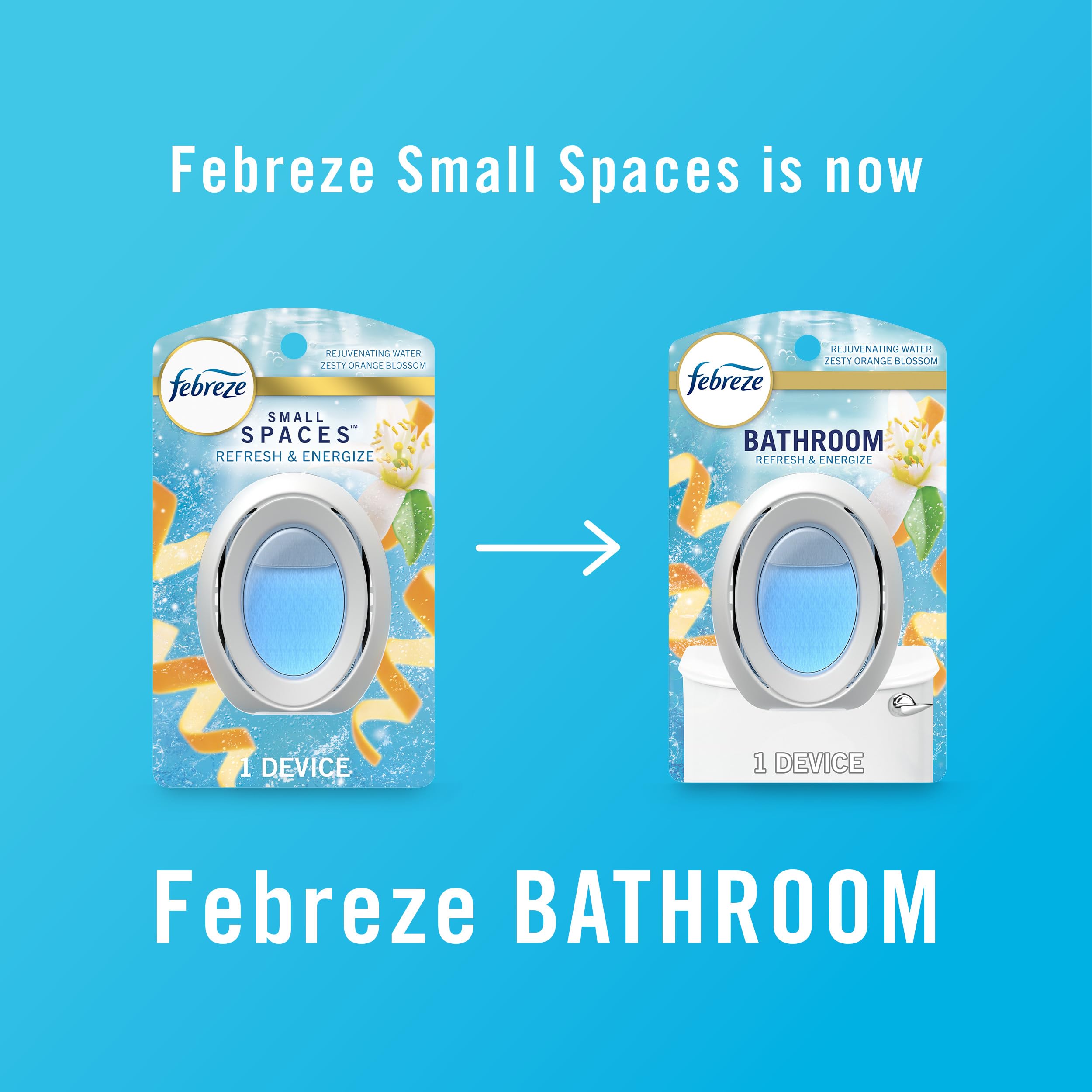 Febreze Bathroom Air Freshener, Odor-Fighting, Plug In Alternative, Air Fresheners for Home and Bathroom and Kitchen, Closet Air Fresheners, Refresh & Energize Scent, 4 Count