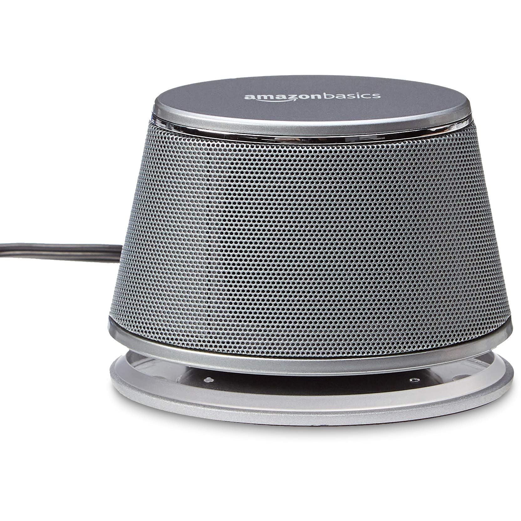 Amazon Basics Stereo 2.0 Speakers for PC or Laptop with Volume Control, 3.5mm Aux input, USB-Powered, 1 Pair, Silver