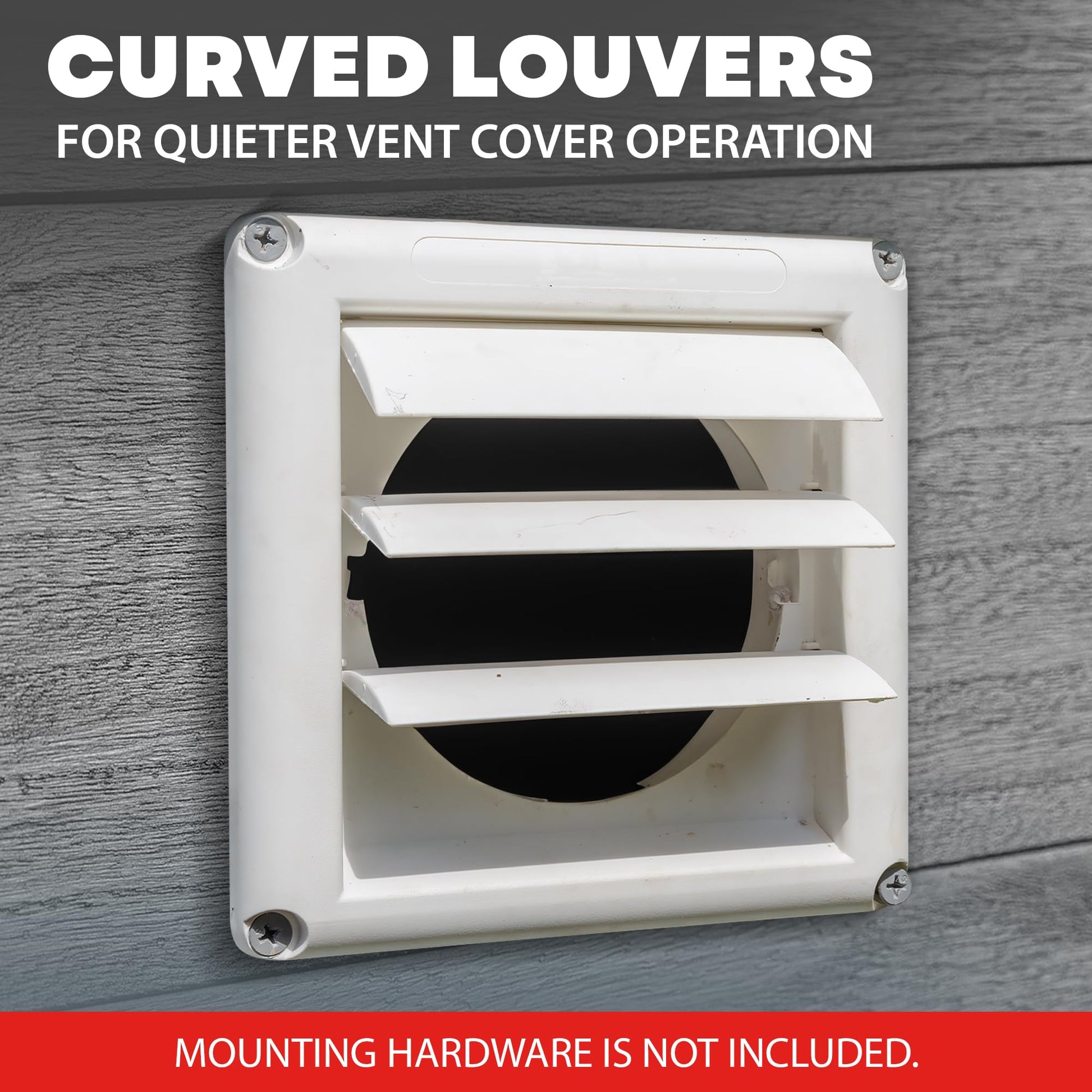 Deflecto Supurr-Vent Louvered Weather-Resistant Outdoor Plastic Dryer Vent Cover for 4 inch Pipe, UV Protection for Maximum Airflow Efficiency & Long-Lasting Durability | 6 inch x 6 inch Size | White