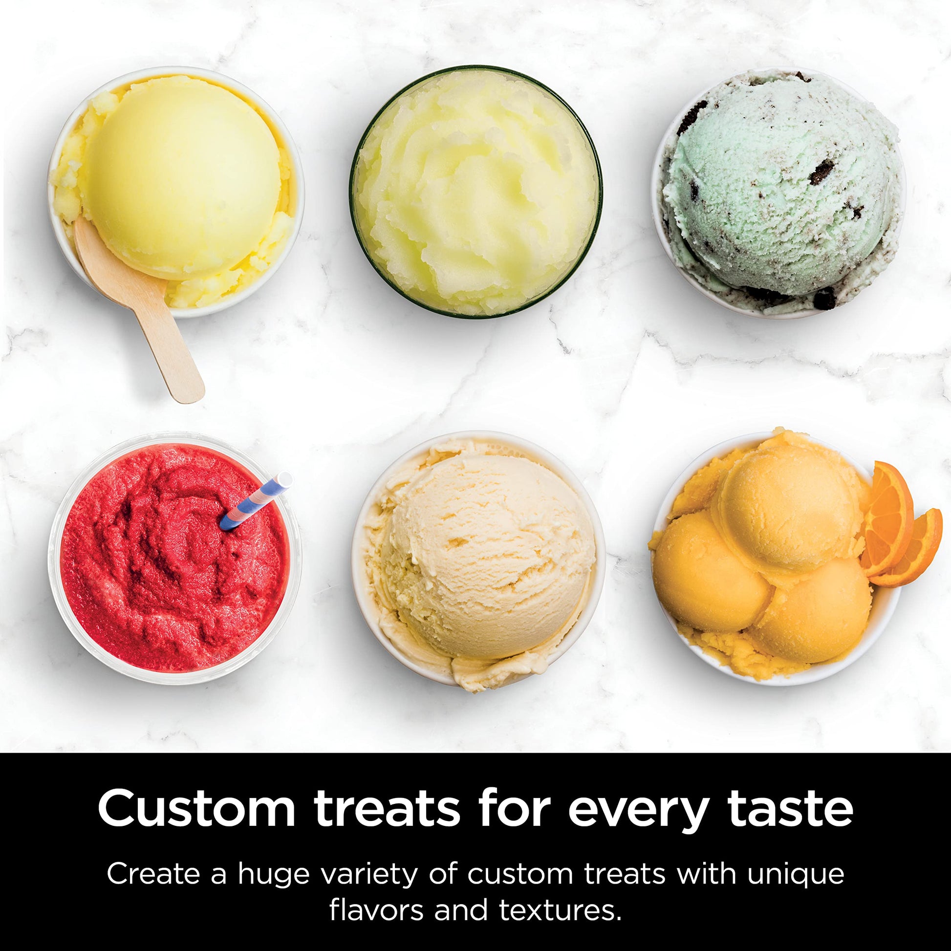 Ninja Creami Deluxe Pints 2 Pack, Compatible with NC500 Series Creami Deluxe Ice Cream Makers, Genuine Ninja Pint, BPA-Free & Dishwasher Safe, Color Lids, 1 Pint Each, Clear/Coral/Yellow, XSKPNTLD2​
