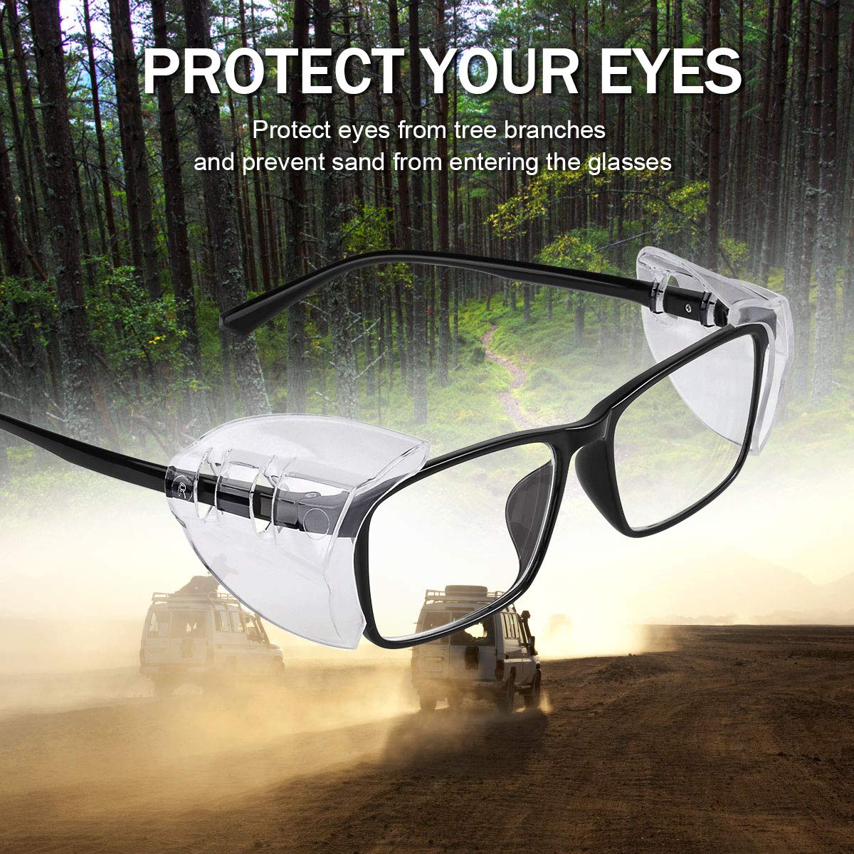 MELASA 2 Pairs Side Shields for Prescription Glasses, Safety Glasses Eye Protection, Slip on Fits Most Small to Large Eyeglasses