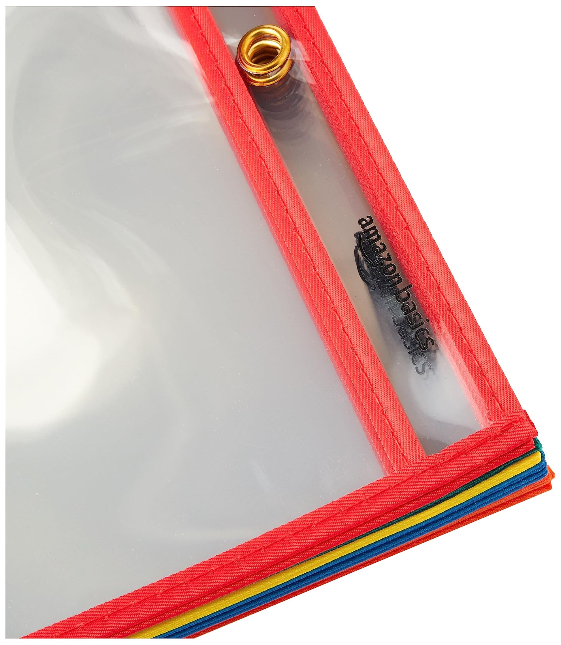 Amazon Basics Heavy Duty Dry Erase Ticket Holder Pockets with Clear Plastic Film and Multicolored Fabric Edge, 8.5" X 11", Pack of 25