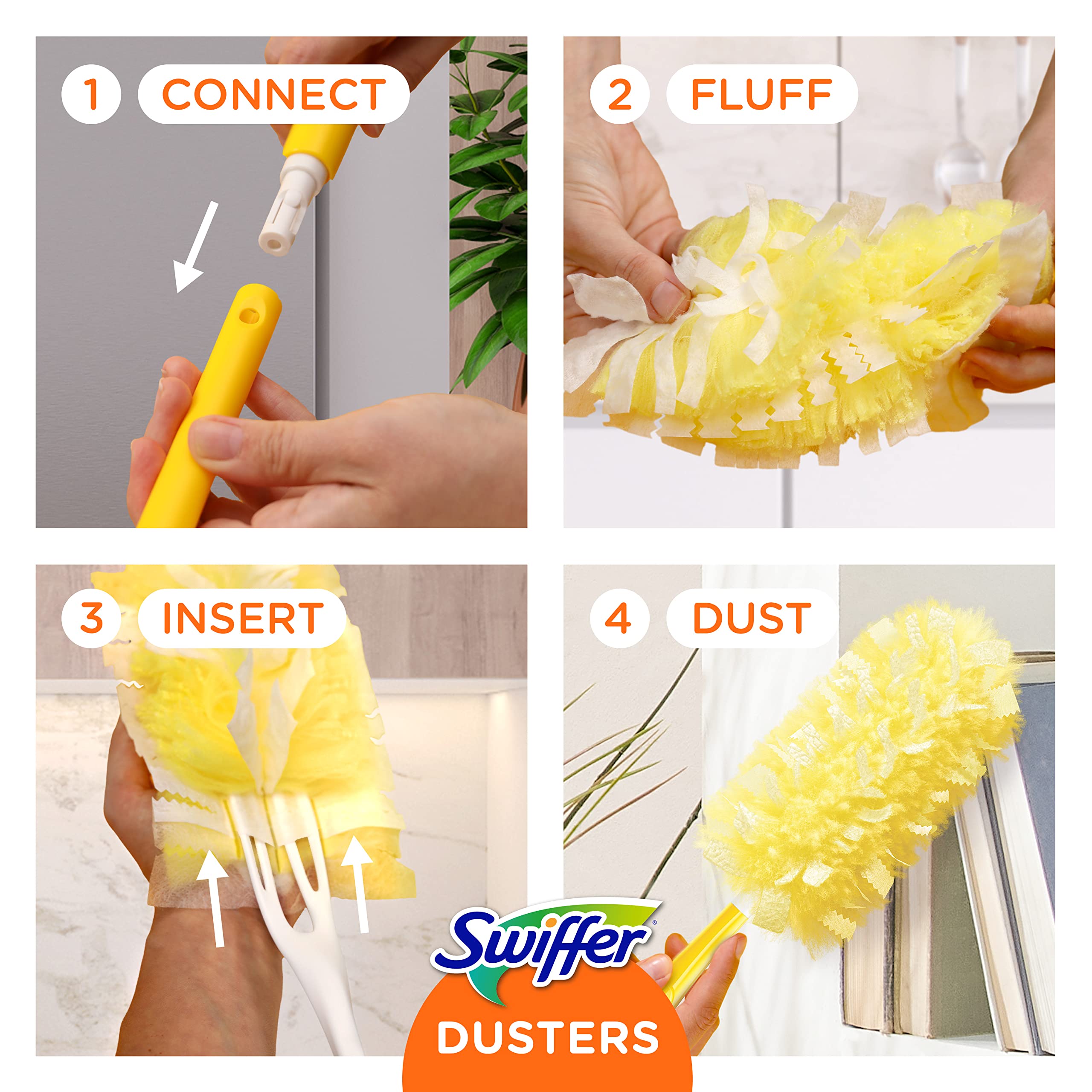 طقم بدء Swiffer Duster Heavy Duty بمقبض قابل للمد 3 قدم مع 3 عبوات إعادة تعبئة