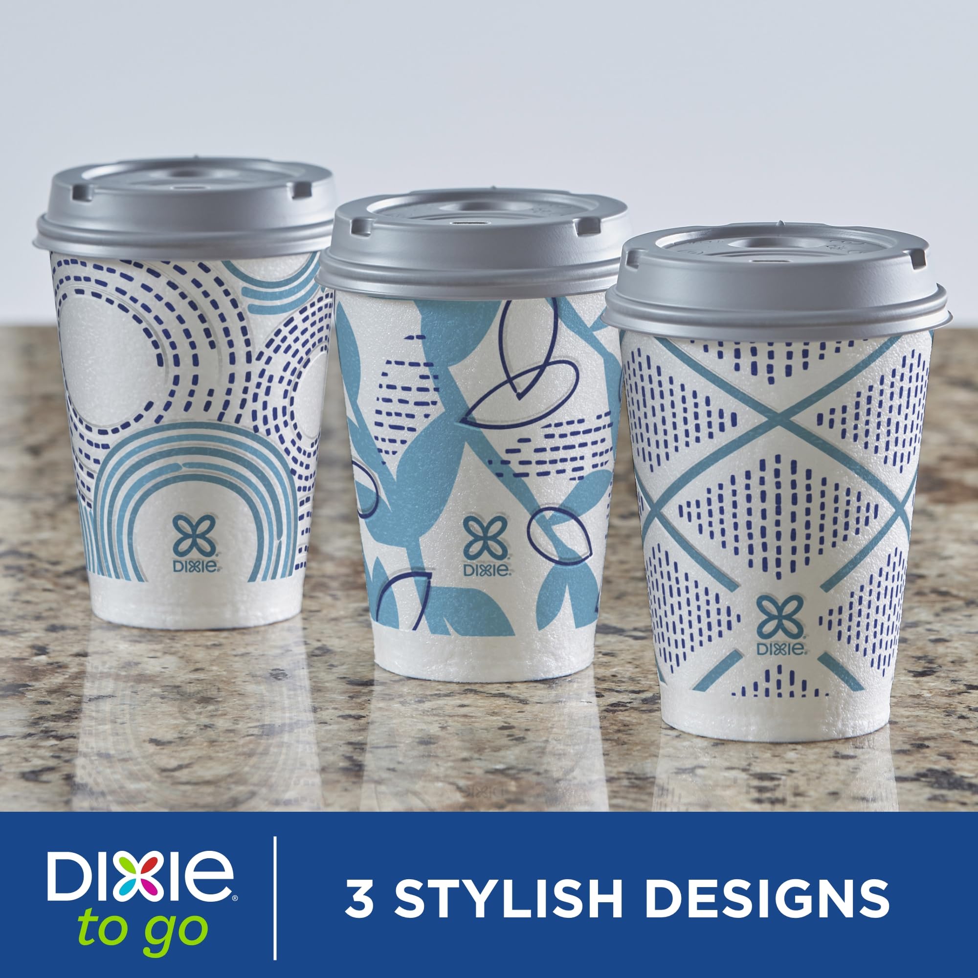Dixie To Go Paper Coffee Cups With Lids, 12 oz, 14 ct, Disposable Insulated Paper Cups for On-The-Go Hot or Cold Beverages