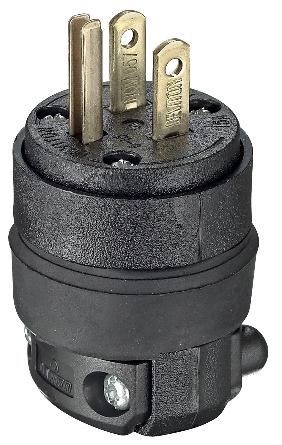 Leviton 15 Amp 125 Volt, gerader Gummi-Stecker, NEMA 5-15, 515PR Schwarz