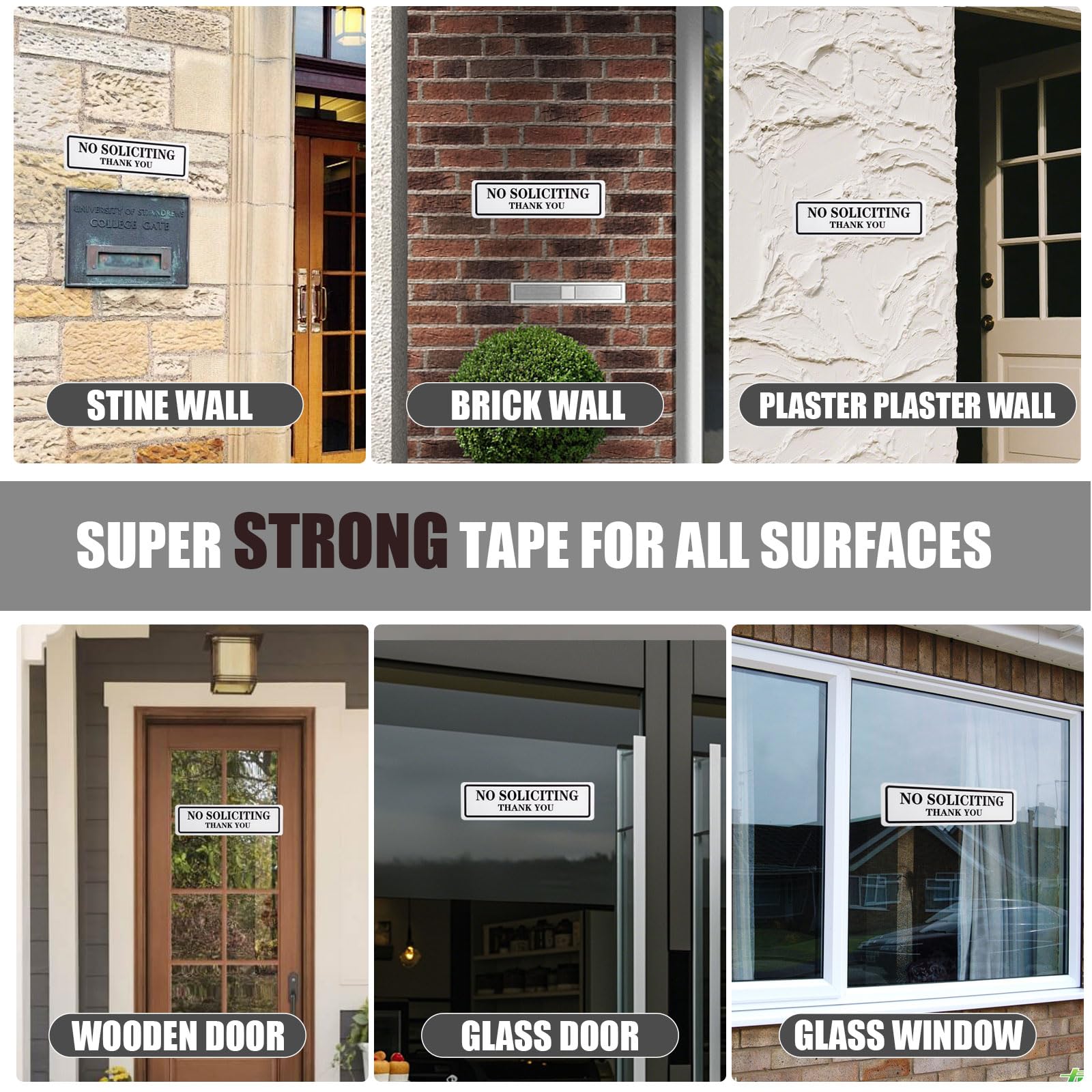 Qofaoye No Soliciting Sign for House That Keeps Solicitors Away, Super strong tape for all surfaces, 8.3 × 2.4 In,2025 version, Perfect for Home Office Front Doors, Windows, Walls, Courtyard